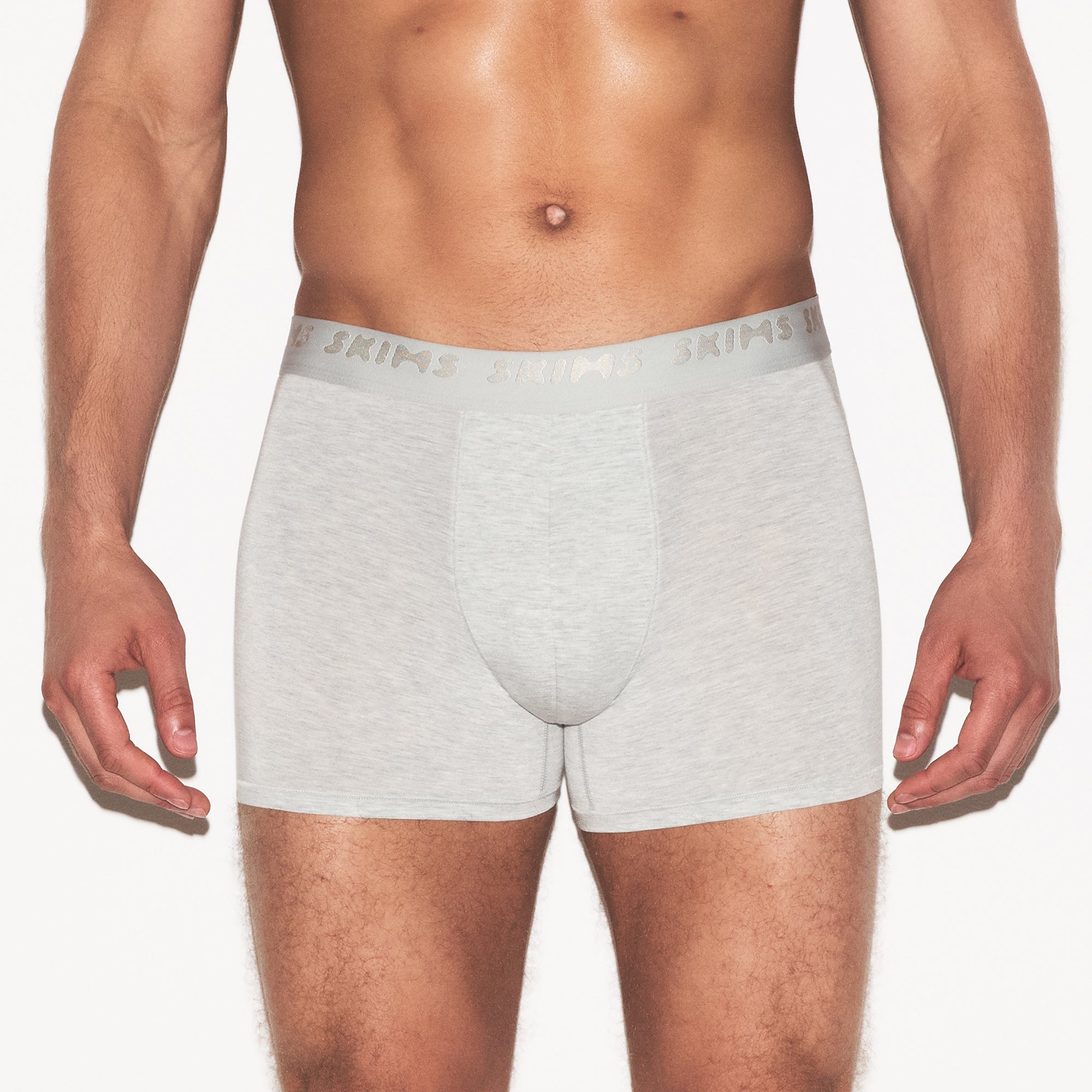 SKIMS STRETCH MENS 3" BOXER BRIEF 3-PACK | LAUREL MULTI ON A MODEL FRONT VIEW | FOCUS: 0.0, 1.0, 0.9