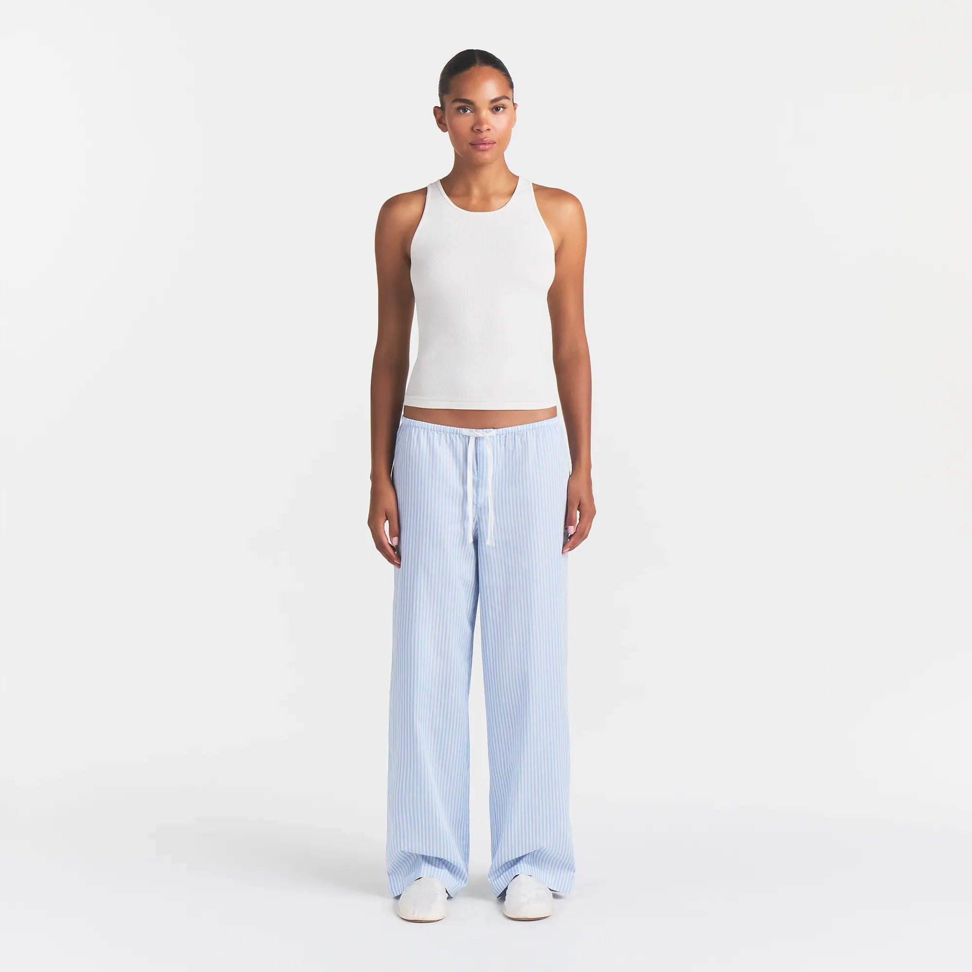 COTTON POPLIN SLEEP OVERSIZED PANT | MARINA MESH STRIPE
