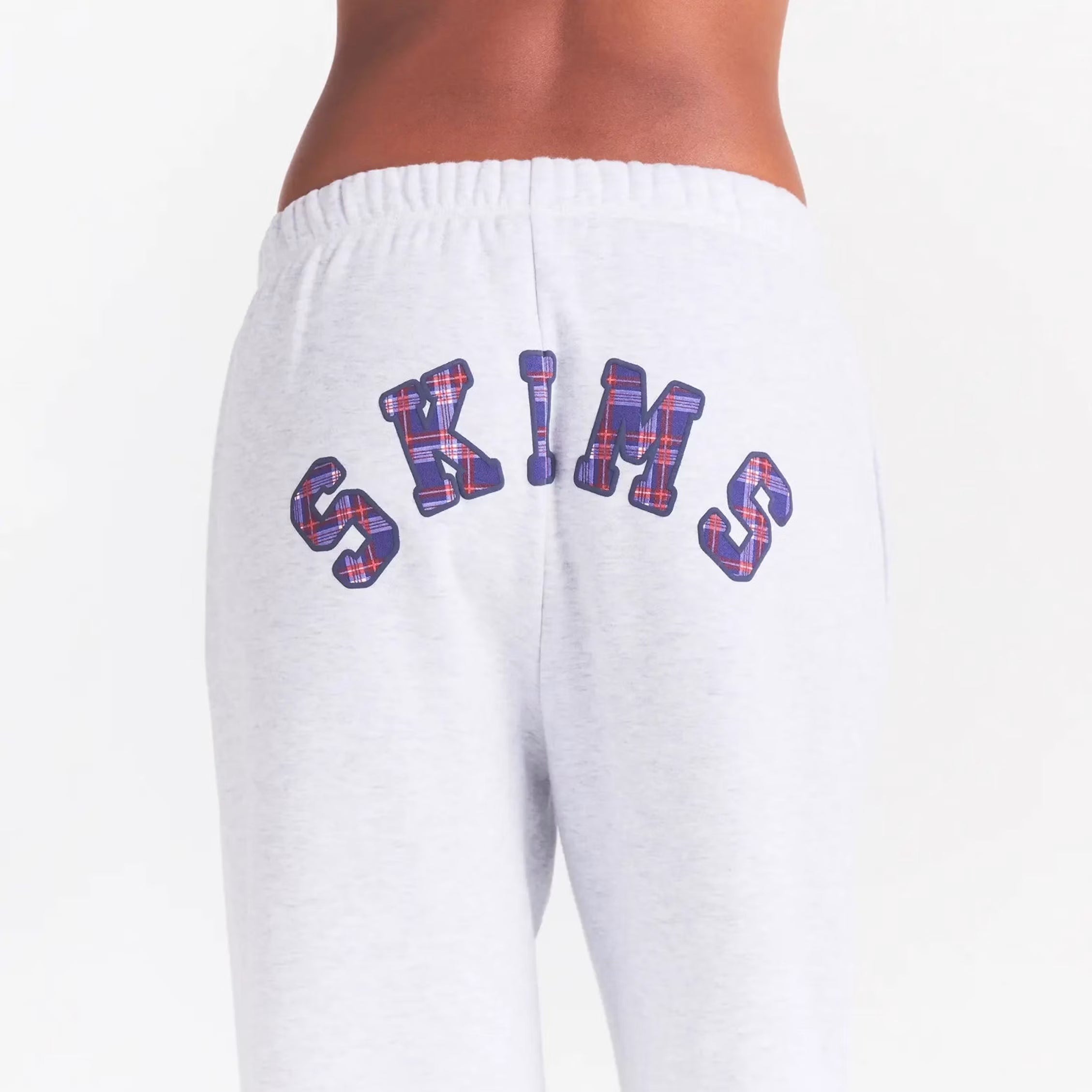 COTTON FLEECE CLASSIC STRAIGHT LEG PANT | LIGHT HEATHER GREY ARCHED SKIMS PLAID