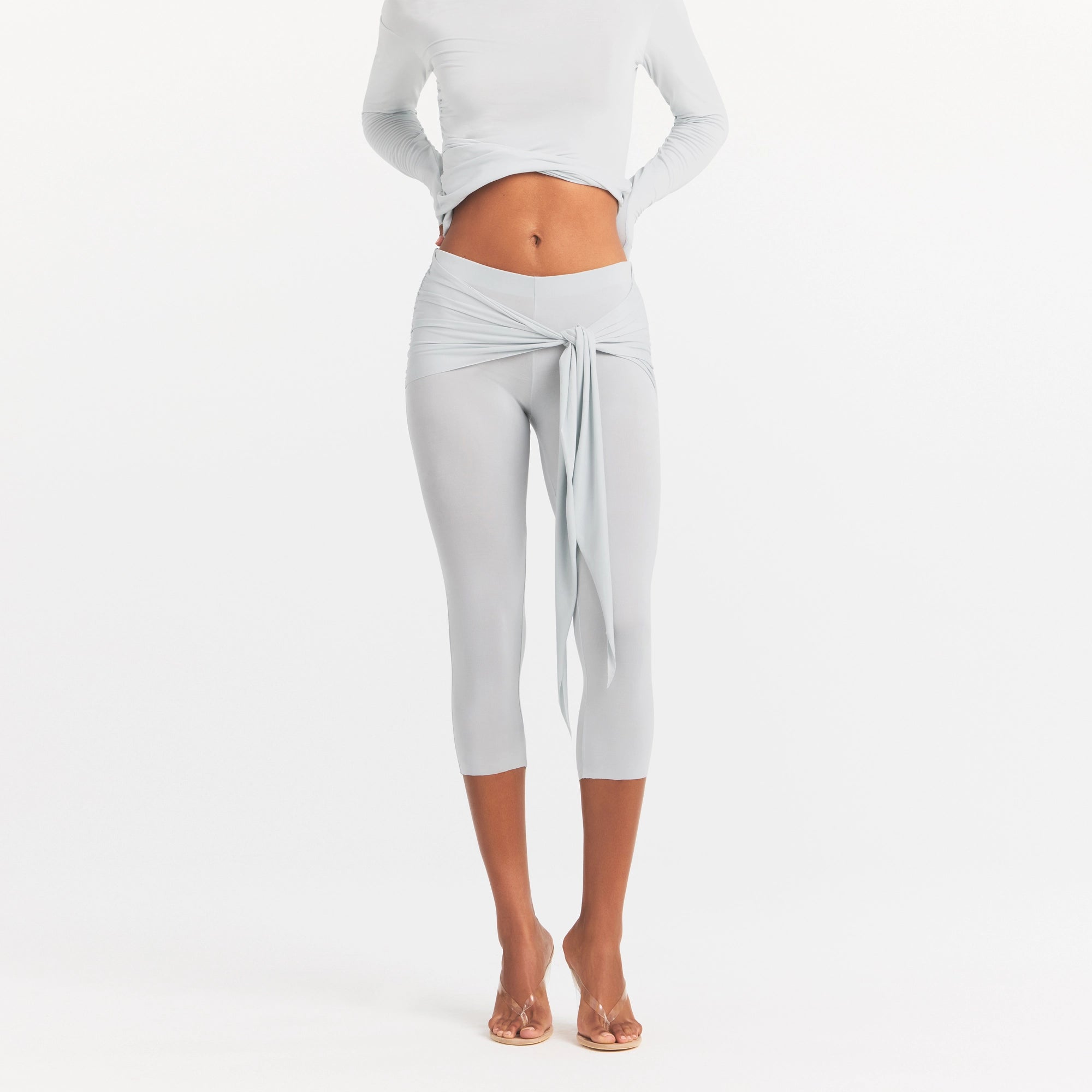 CUPRO JERSEY WRAP CAPRI | PEARL