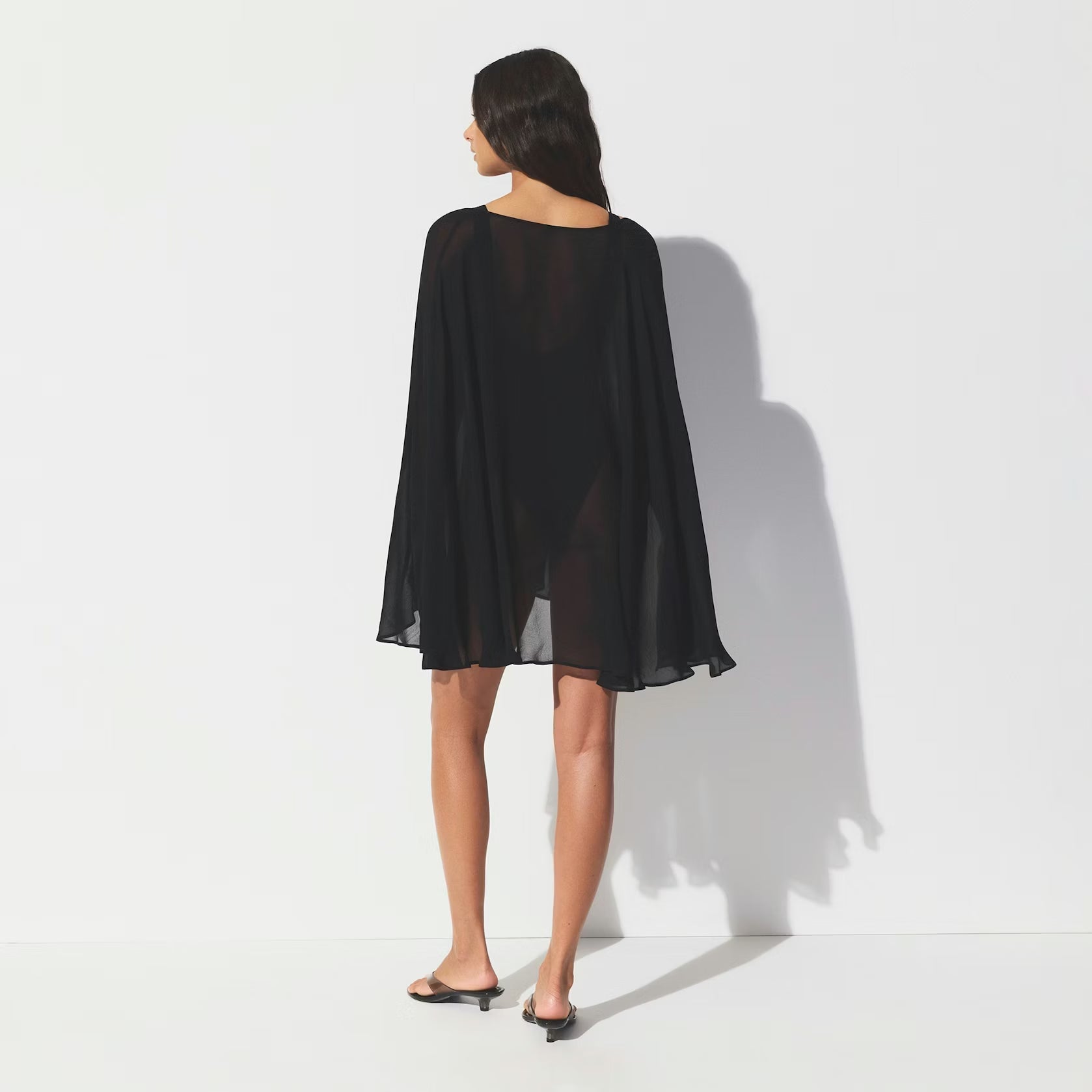 SHEER COVER-UPS SHORT KAFTAN | OBSIDIAN