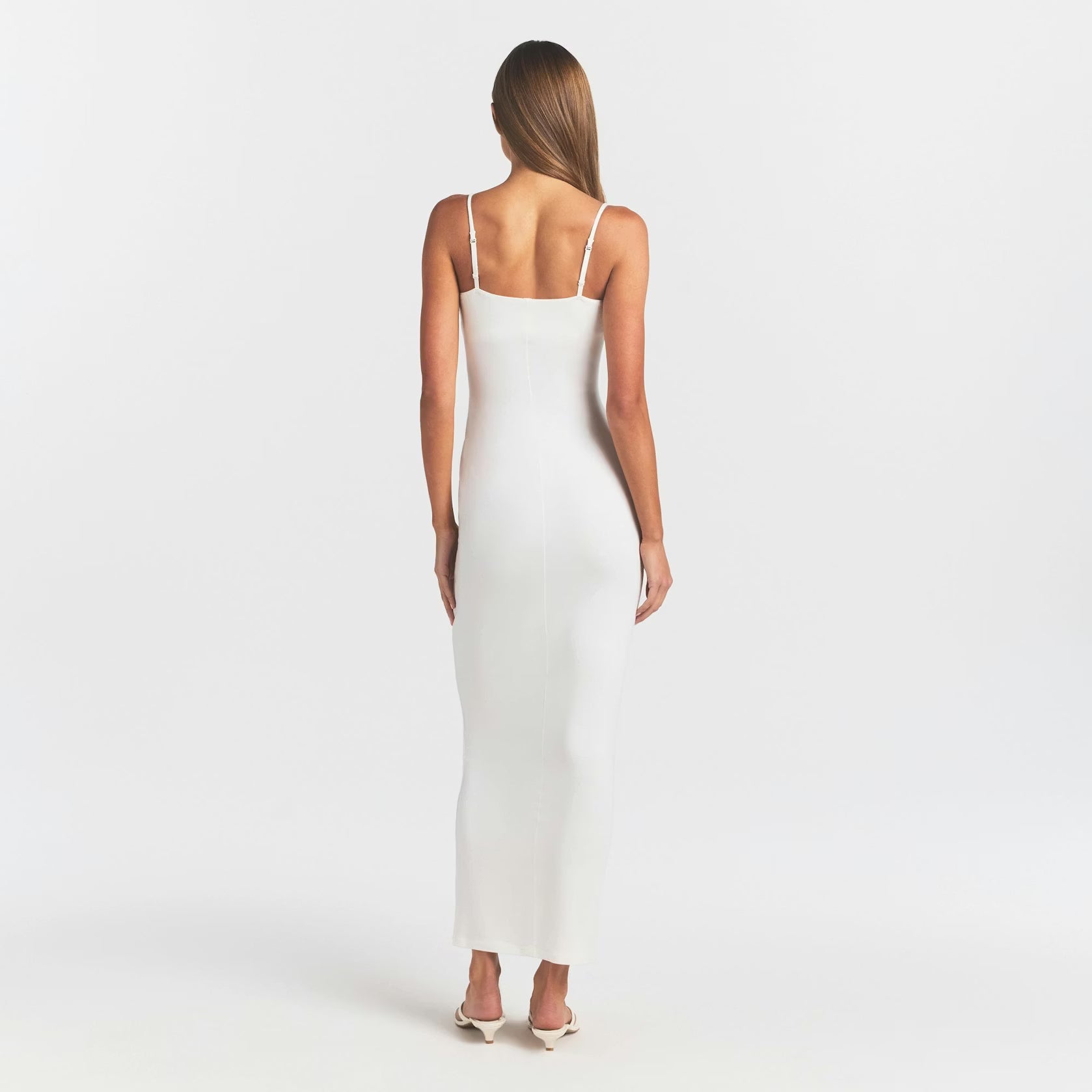 SMOOTH LAYERS SCOOP NECK LONG DRESS | EGRET