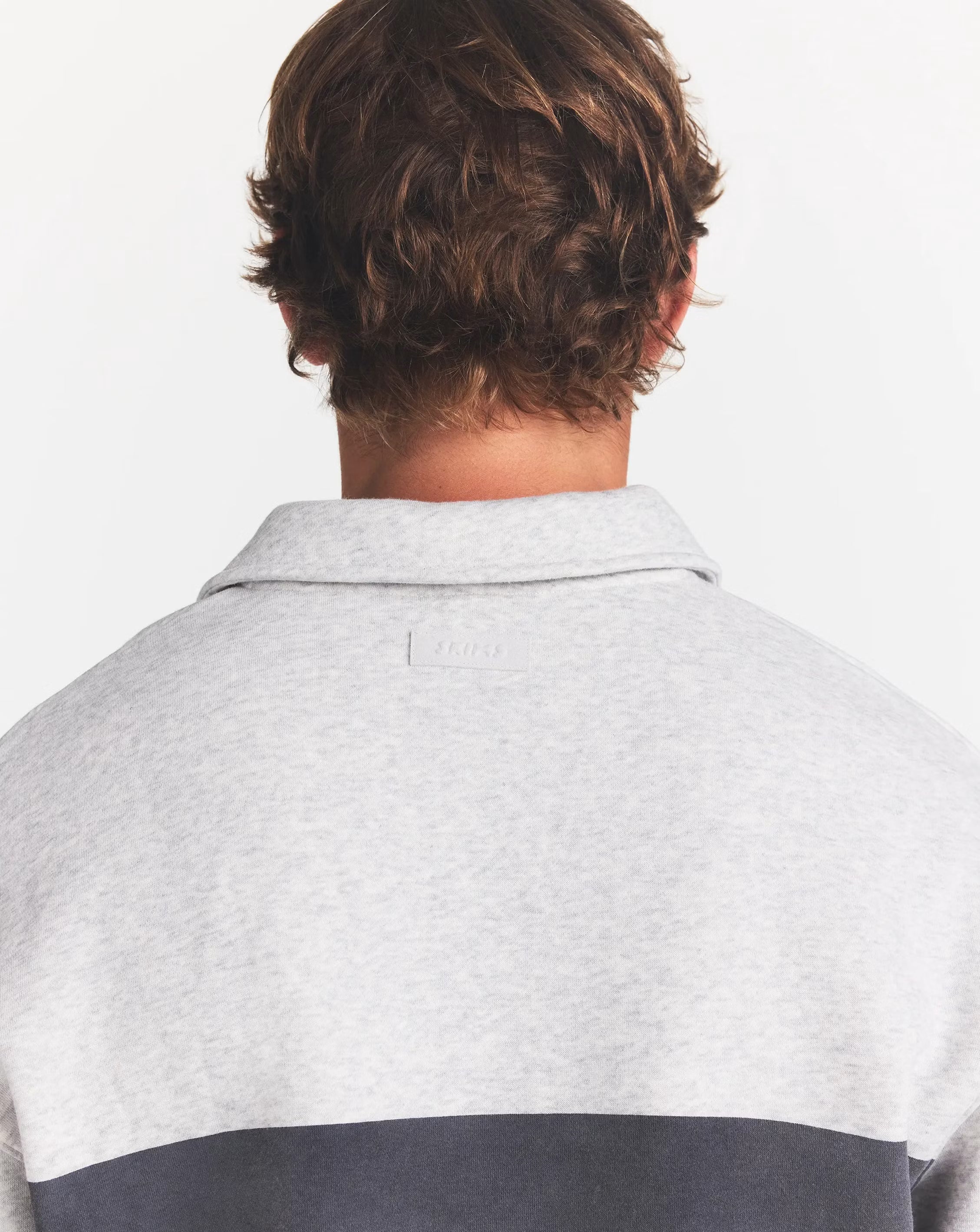 FLEECE LOUNGE MENS RUGBY POLO | LIGHT HEATHER GREY
