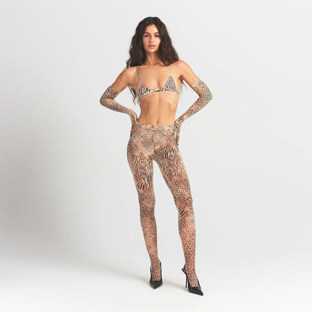 MILKY SHEER FOOTED LEGGING | SAND MULTI ANIMAL