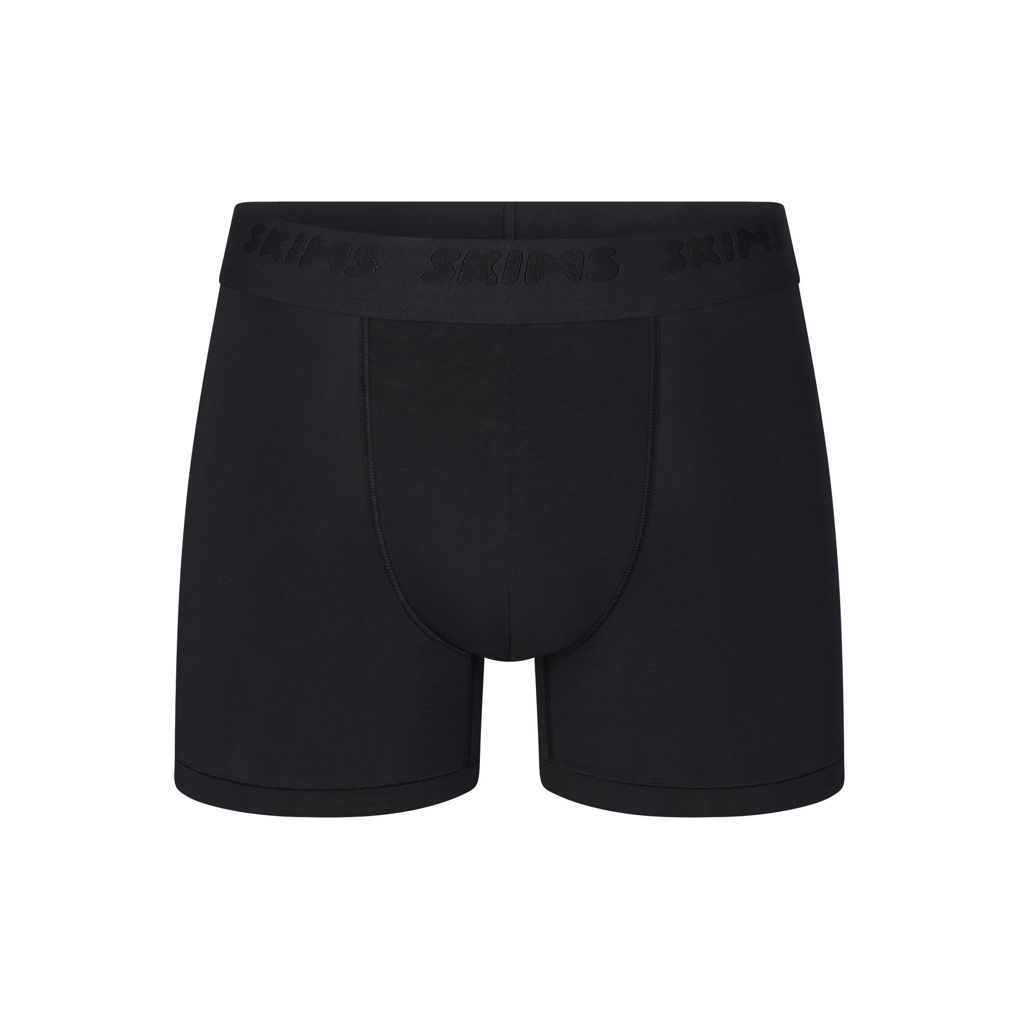 SKIMS STRETCH MENS 3" BOXER BRIEF 3-PACK LAYS FLAT ON A WHITE BACKGROUND | FLT