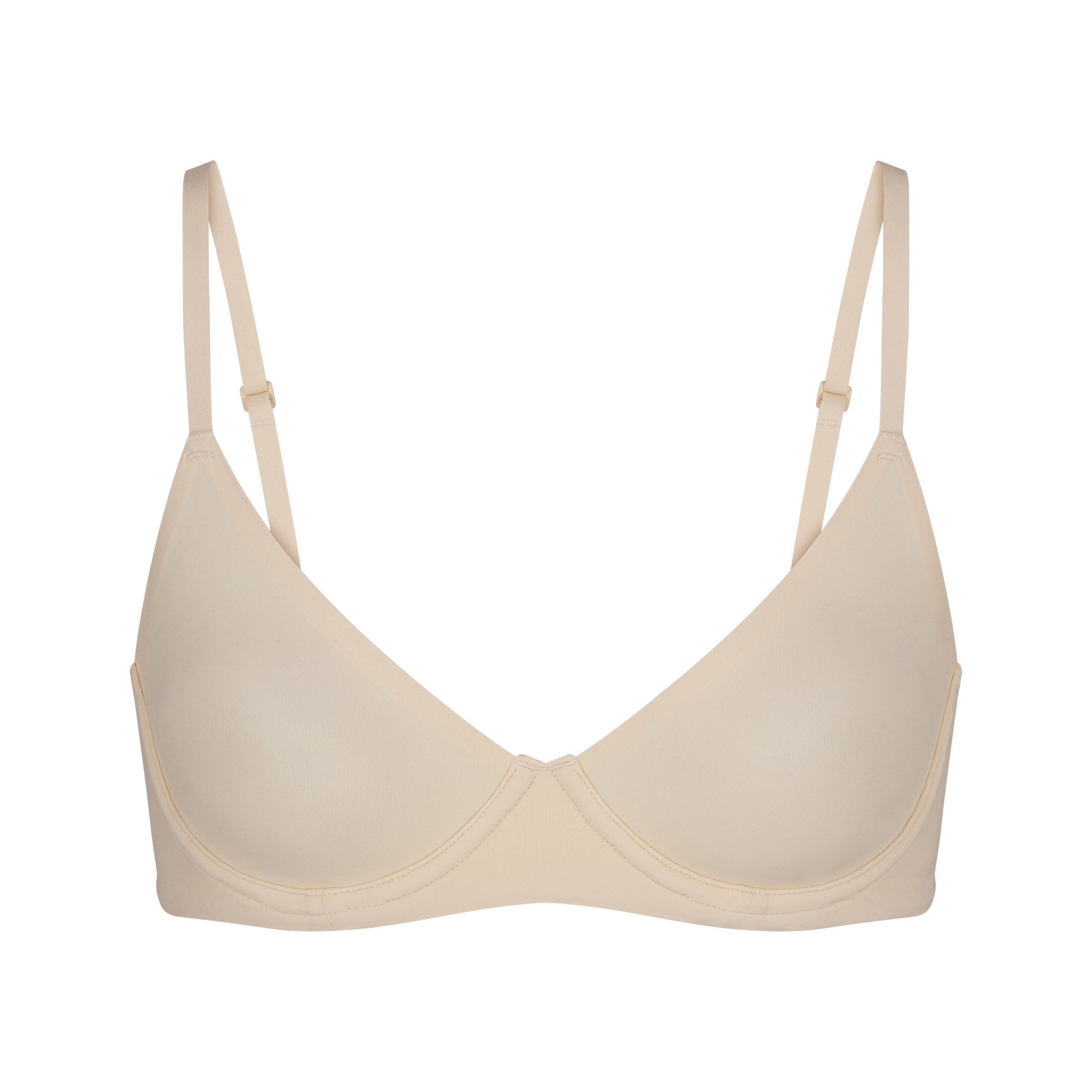 FITS EVERYBODY UNLINED DEMI BRA | SAND (DEMI BRAS) LAYS FLAT ON A WHITE BACKGROUND | FLT