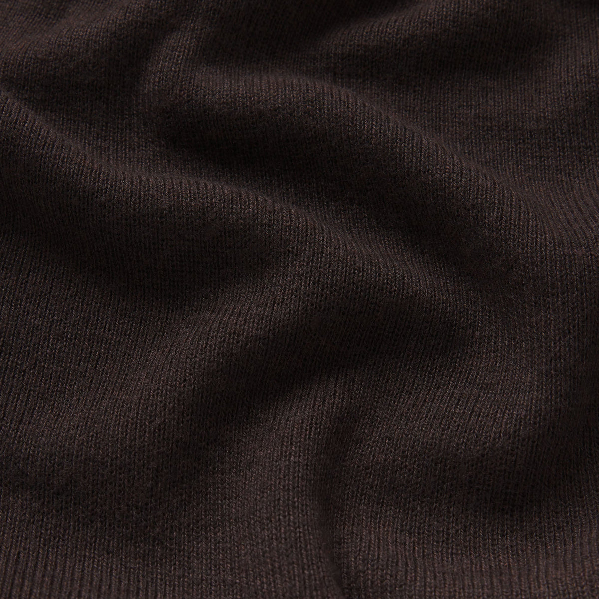 ESSENTIAL KNIT ROUNDED CROPPED CARDIGAN | ESPRESSO & LAYS FLAT ON A WHITE BACKGROUND | FLT