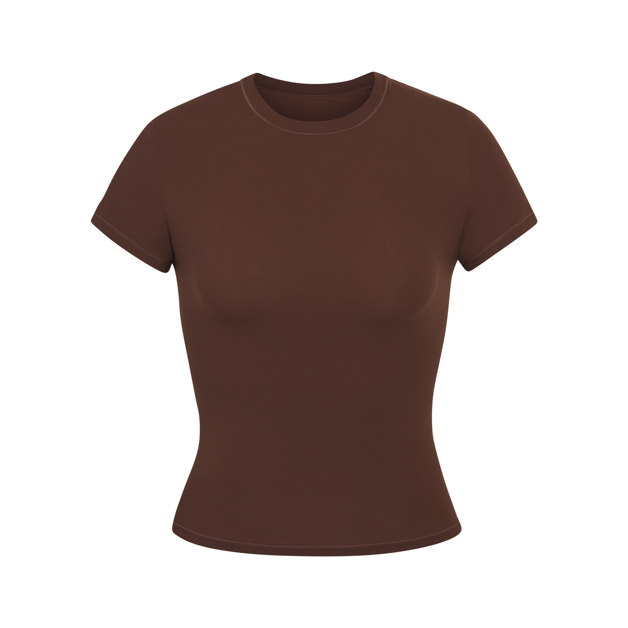 FITS EVERYBODY T-SHIRT | COCOA (T-SHIRTS, TOPS) LAYS FLAT ON A WHITE BACKGROUND | FLT