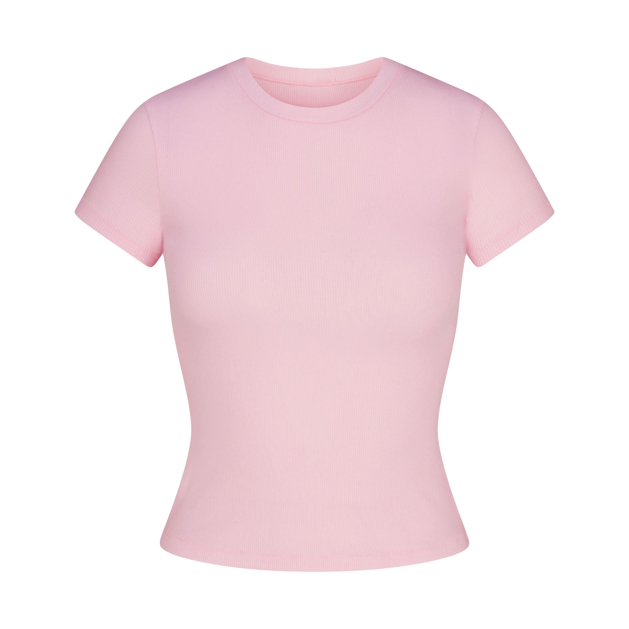 COTTON RIB T-SHIRT | CHERRY BLOSSOMFLAT ON A WHITE BACKGROUND | FLT