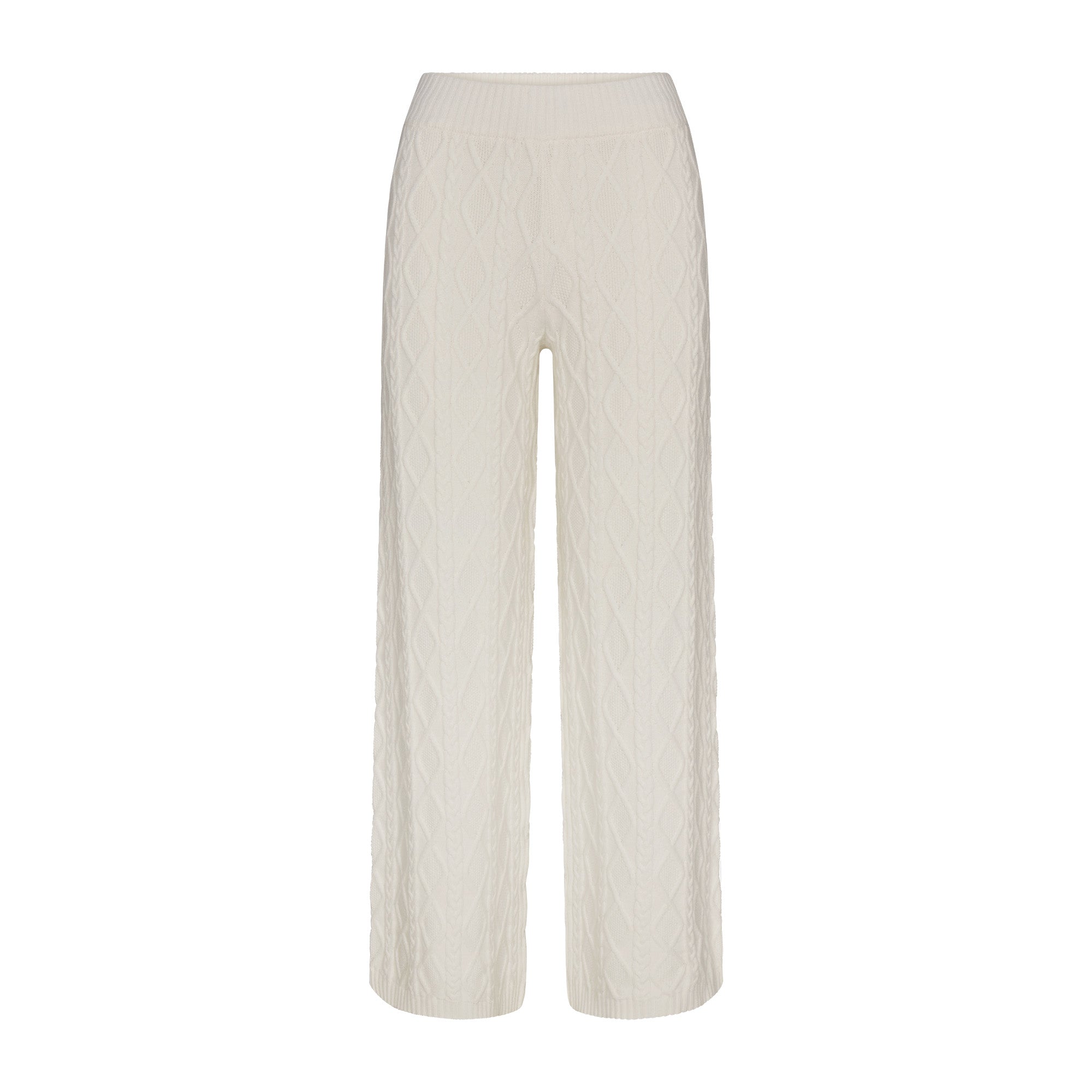 SWEATER KNIT STRAIGHT LEG PANT | IVORY FLAT ON A WHITE BACKGROUND | FLT