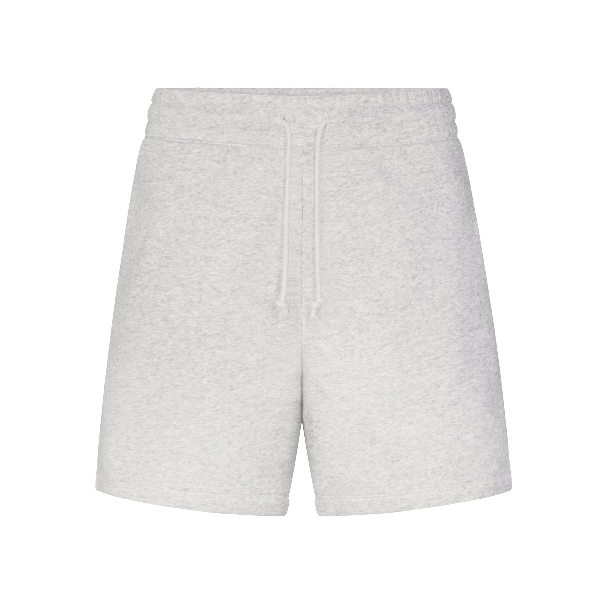 FLEECE LOUNGE MENS RELAXED SHORT | LIGHT HEATHER GREY (MENS SHORTS, MENS BOTTOMS) LAYS FLAT ON A WHITE BACKGROUND | FLT