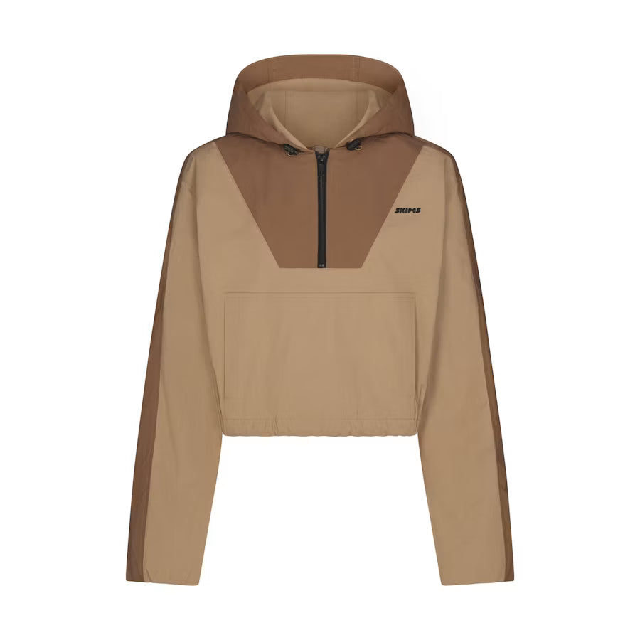 WOVEN COTTON HALF ZIP PULLOVER | DESERT