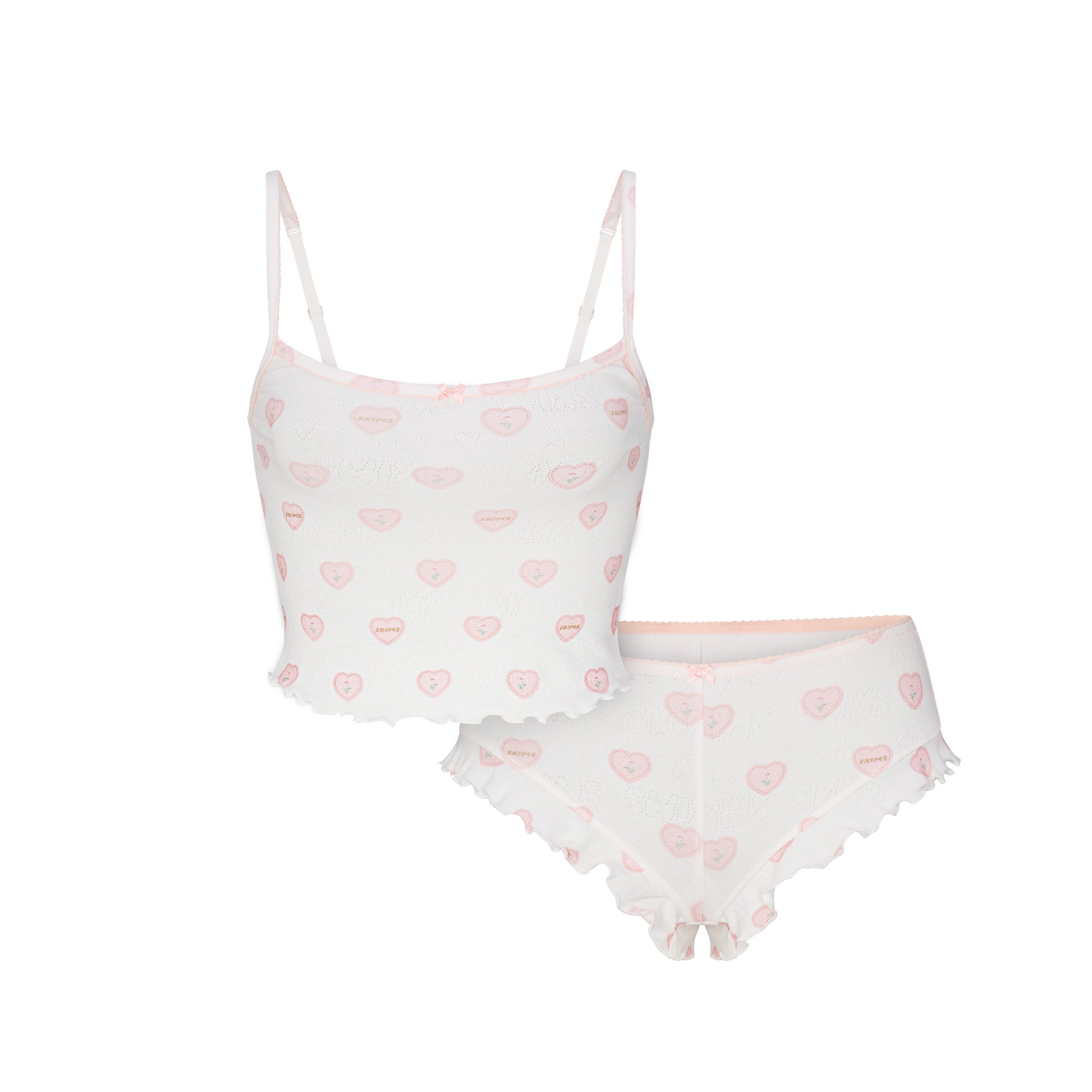 LOGO POINTELLE CAMI SLEEP SET | SNOW LACE HEARTS