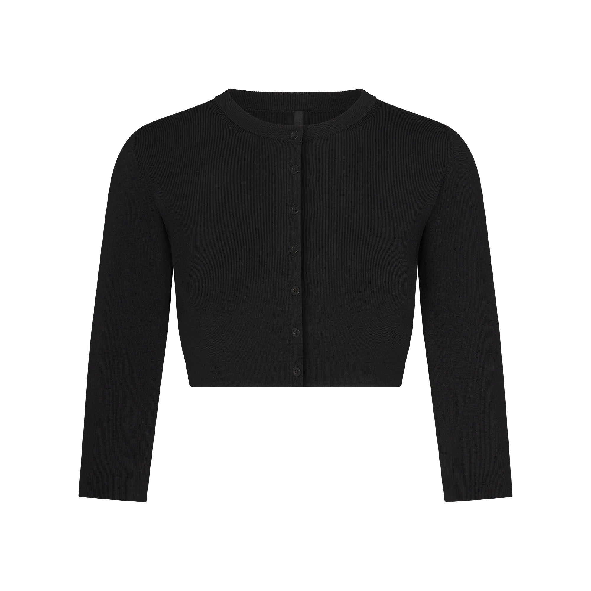 REFINED KNIT CROPPED CARDIGAN | OBSIDIAN