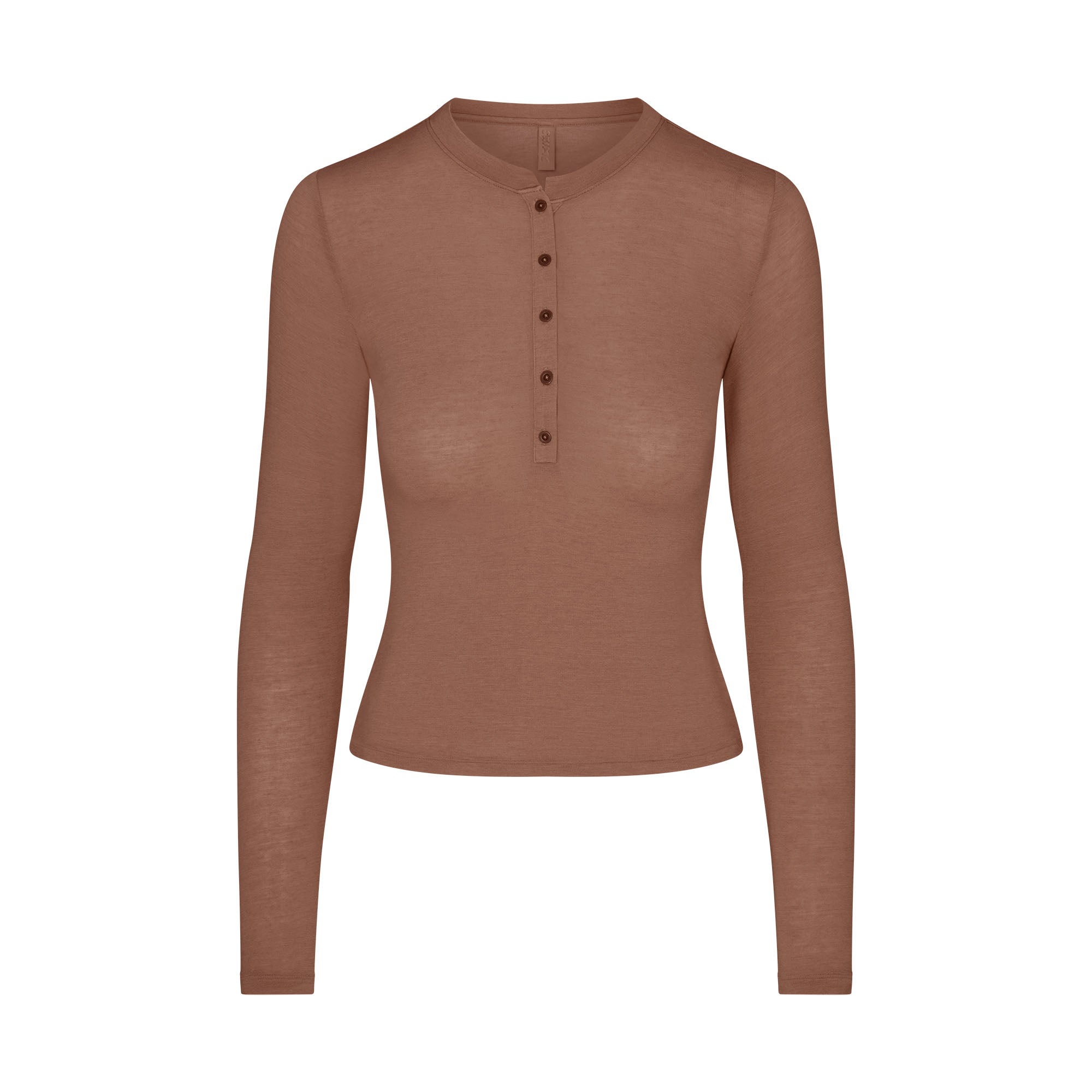 SHEER MODAL CREW NECK HENLEY | SIENNA FLAT ON A WHITE BACKGROUND | FLT
