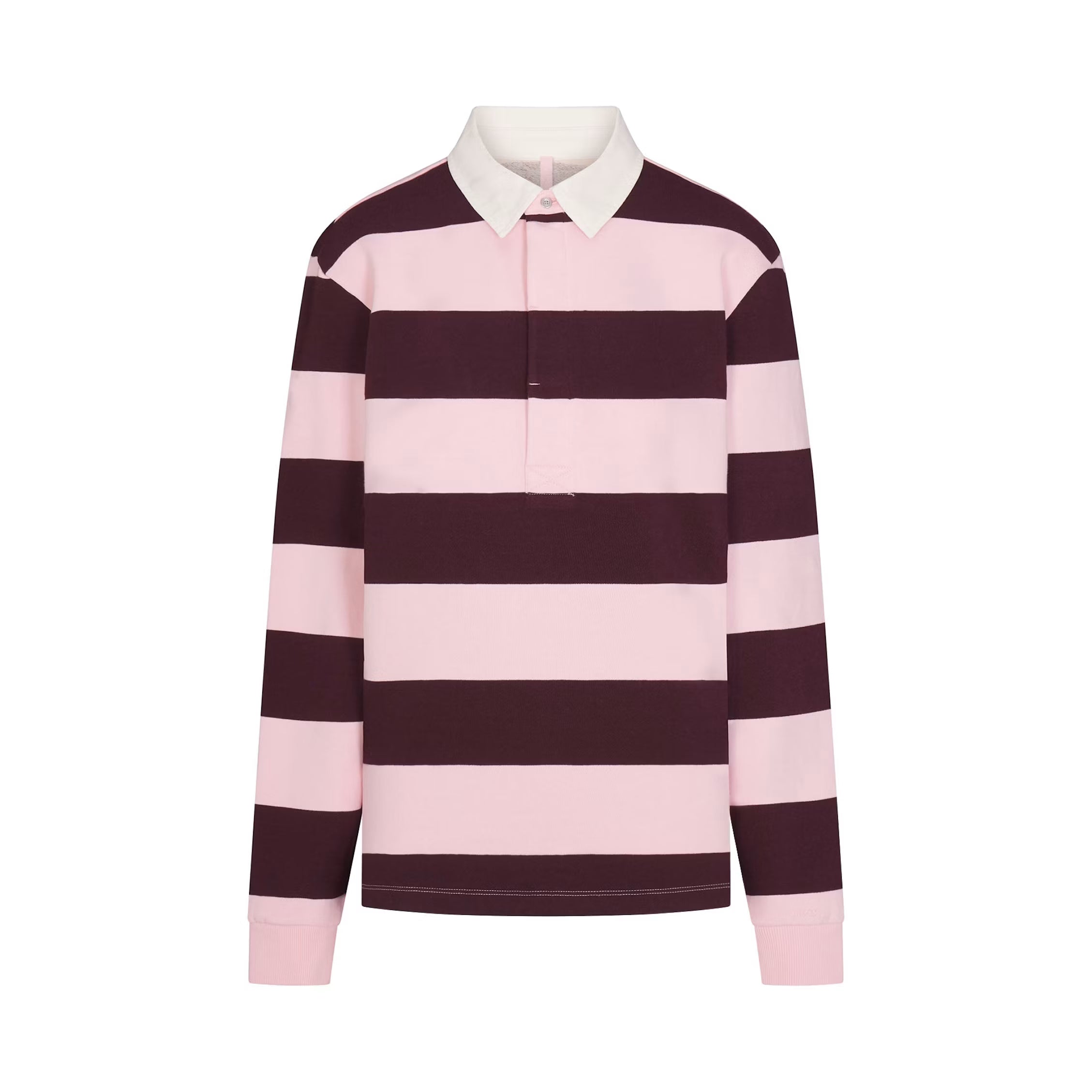 BOYFRIEND FLEECE OVERSIZED POLO | CURRANT RUGBY MULTI