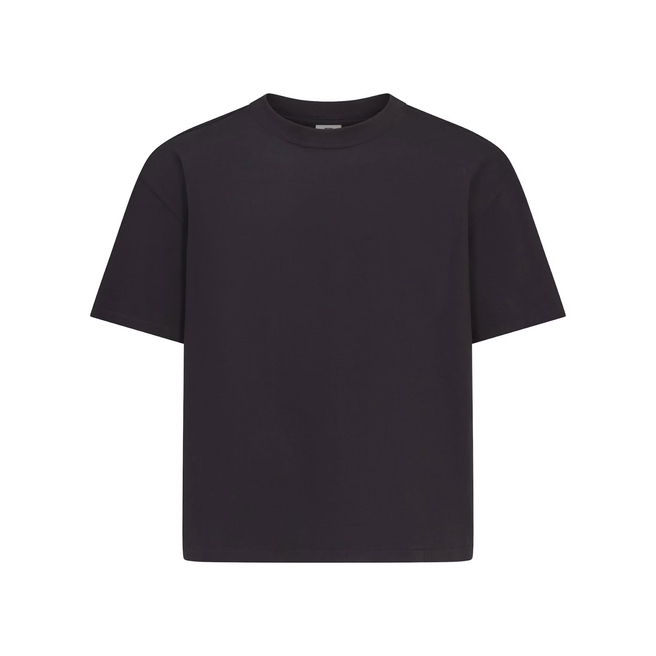 HEAVYWEIGHT COTTON MENS CROPPED CREW NECK | OBSIDIAN