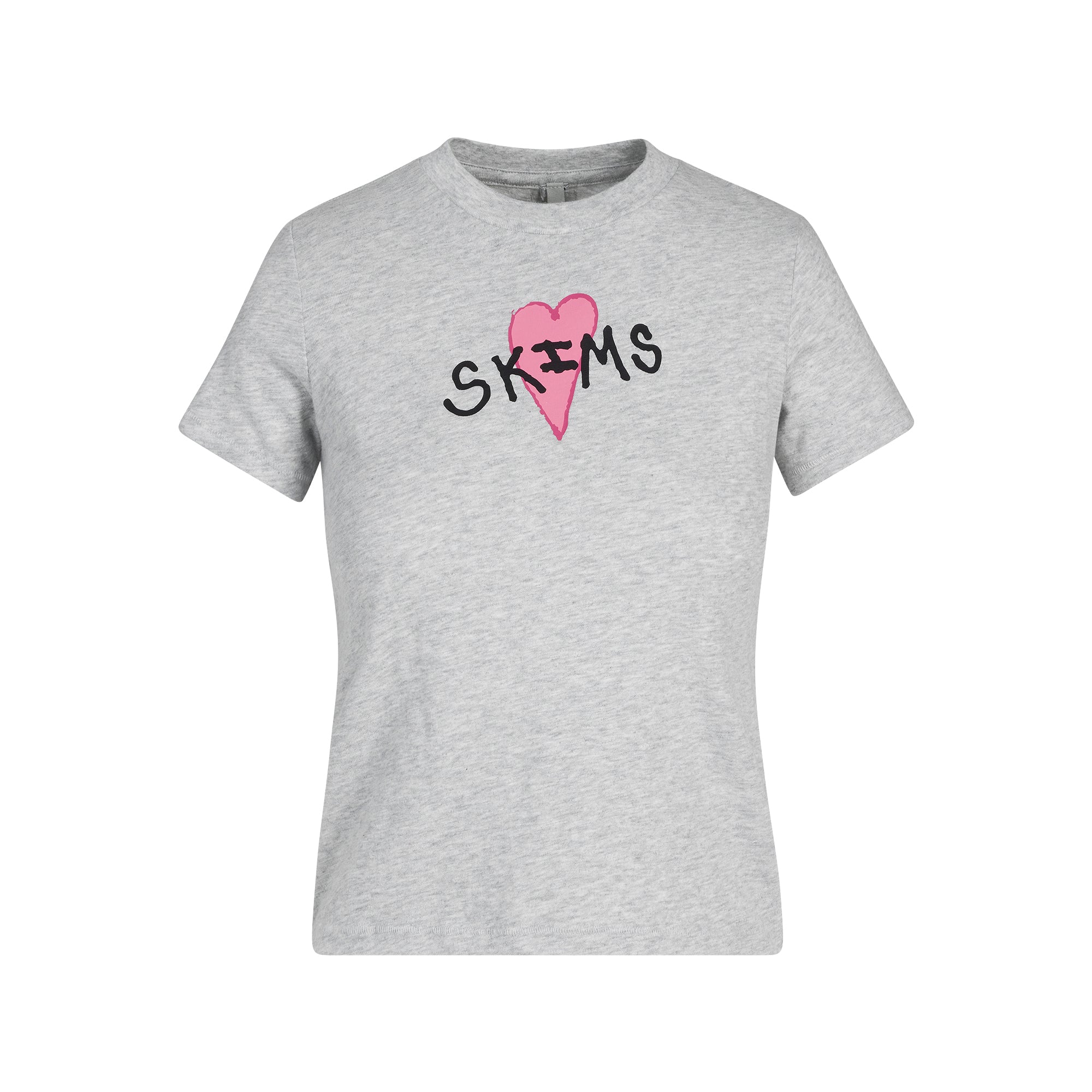 WORN IN JERSEY T-SHIRT | LIGHT HEATHER GREY SKIMS HEART FLAT ON A WHITE BACKGROUND | FLT