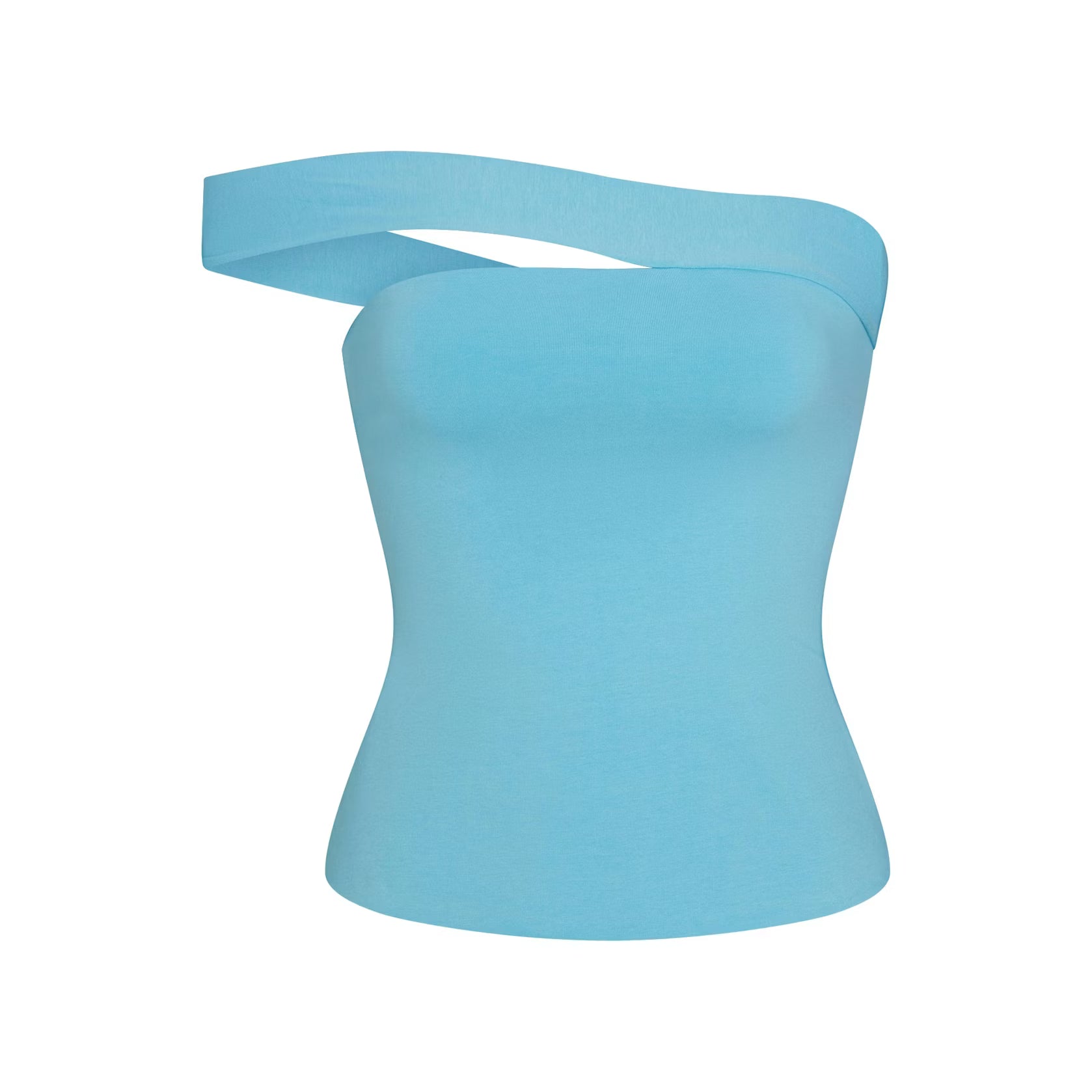 COTTON JERSEY ASYMMETRICAL TUBE TOP | WATER