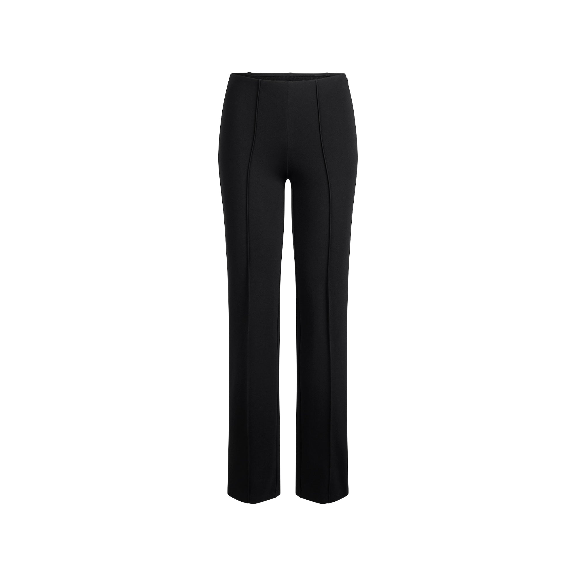 THE ESSENTIAL HIGH-WAISTED STRAIGHT LEG PANT | OBSIDIAN FLAT ON A WHITE BACKGROUND | FLT
