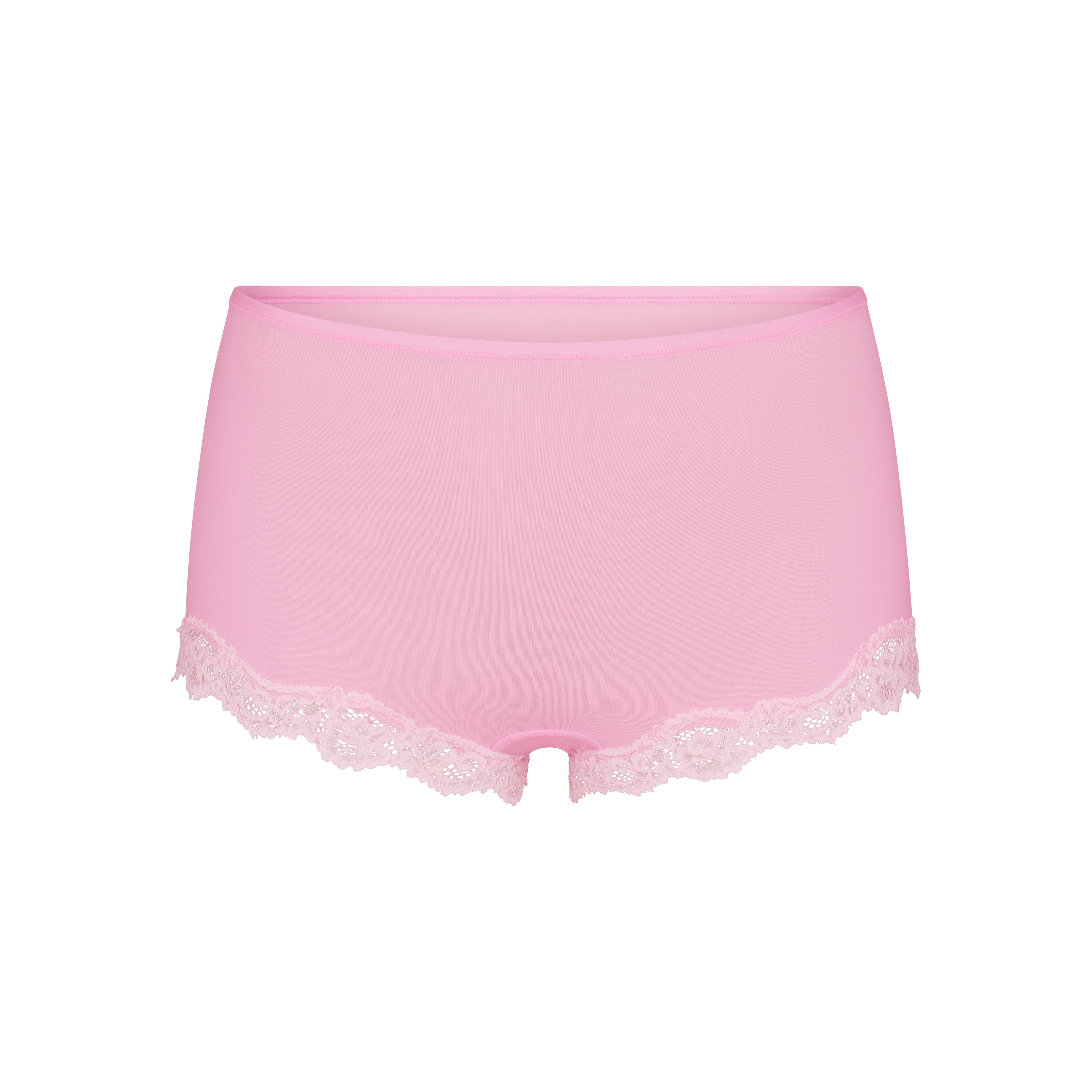 FITS EVERYBODY LACE BOY SHORT | BUBBLEGUM TONAL FLAT ON A WHITE BACKGROUND @ | FLT