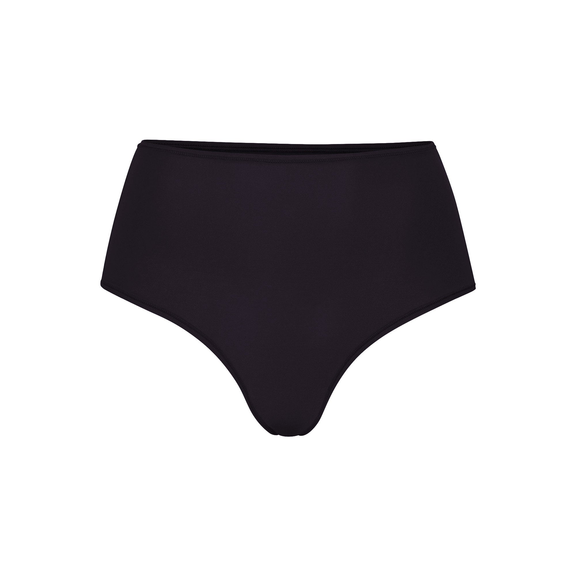 FITS EVERYBODY HIGH-WAISTED THONG | ONYX (HIGH-WAISTED PANTIES) LAYS FLAT ON A WHITE BACKGROUND | FLT