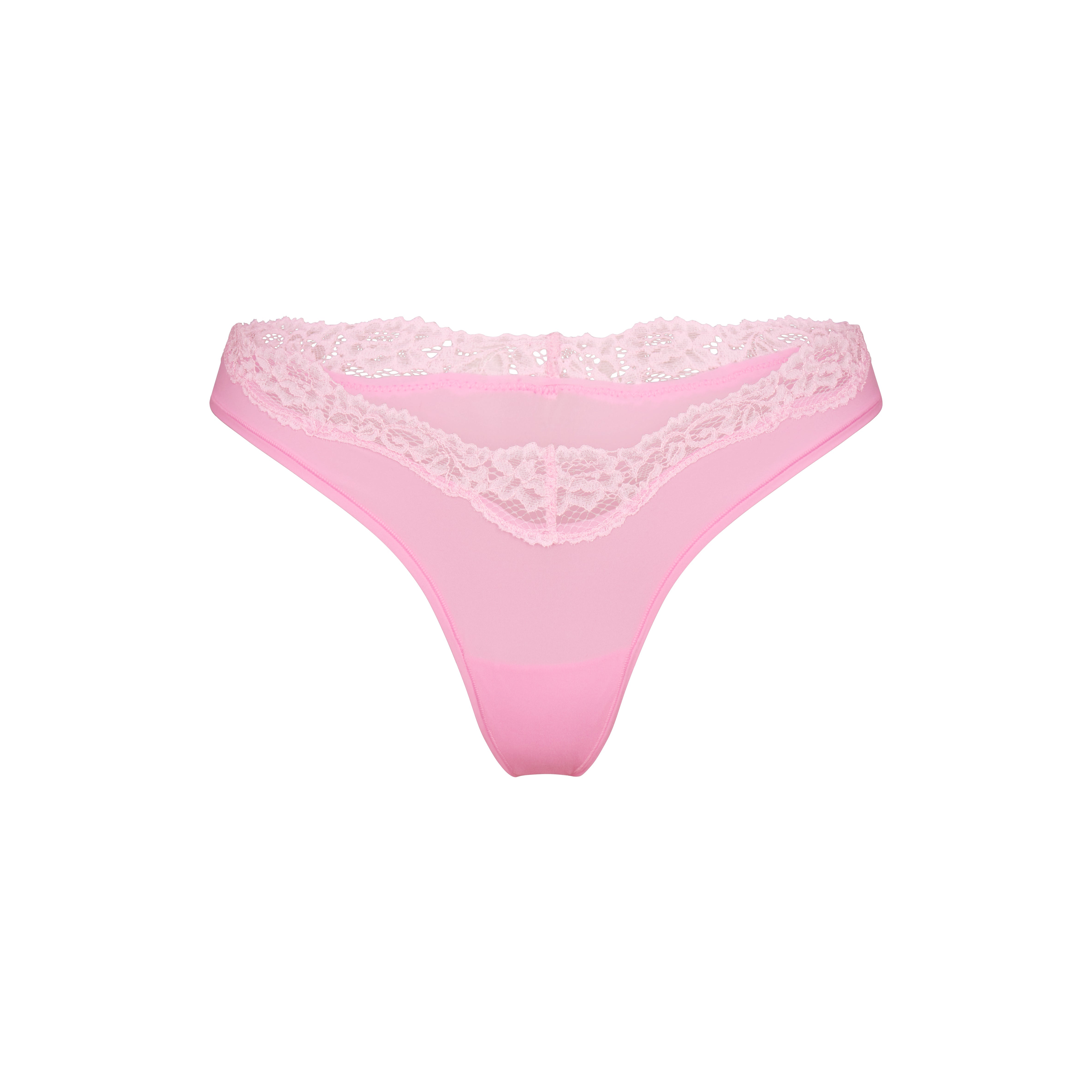 FITS EVERYBODY LACE DIPPED THONG | BUBBLEGUM TONAL FLAT ON A WHITE BACKGROUND @ | FLT
