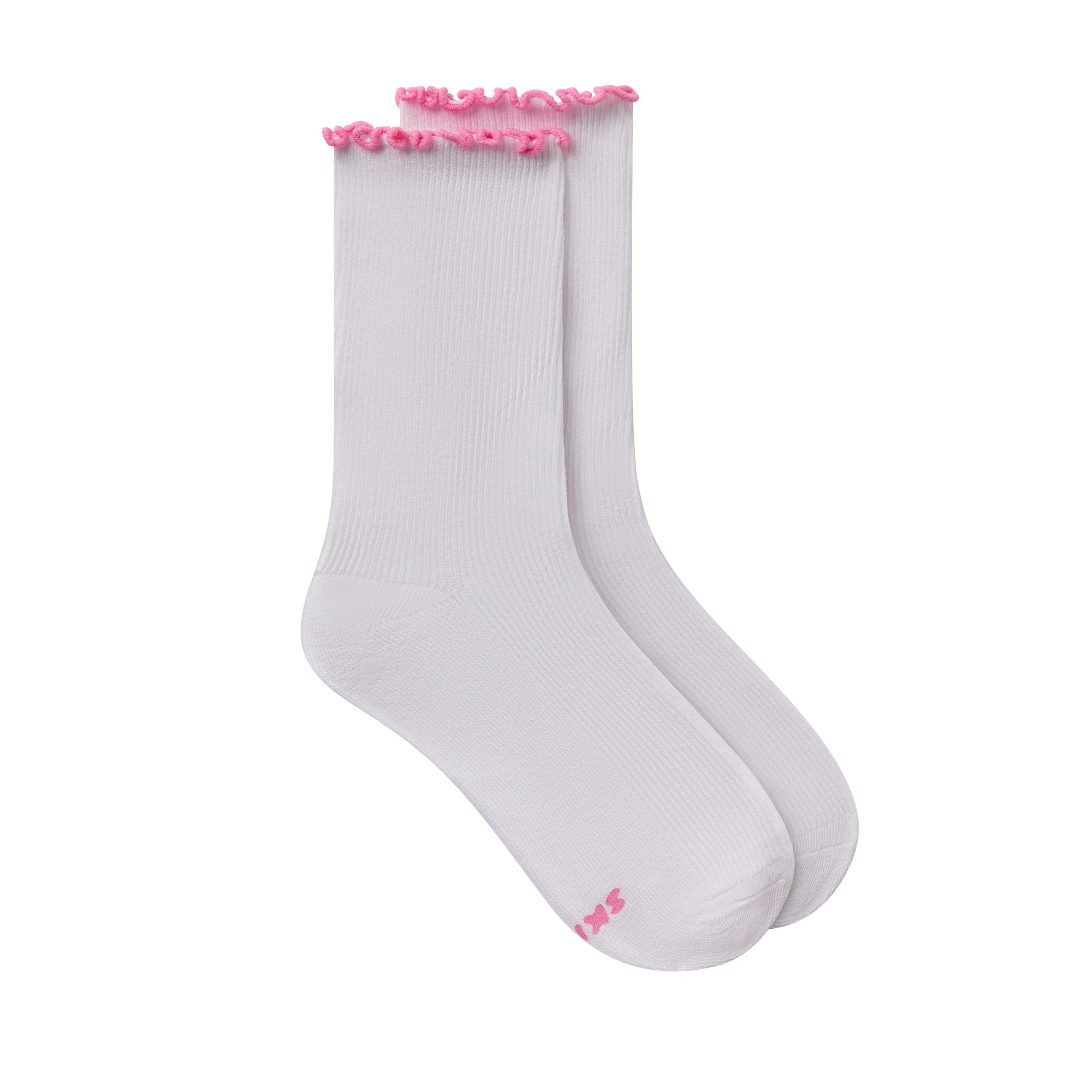 LETTUCE EDGE CREW SOCK 2-PACK | BUBBLEGUM SNOW PACK FLAT ON A WHITE BACKGROUND | FLT @ | FOCUS: 0.0, 1.0, 0.9