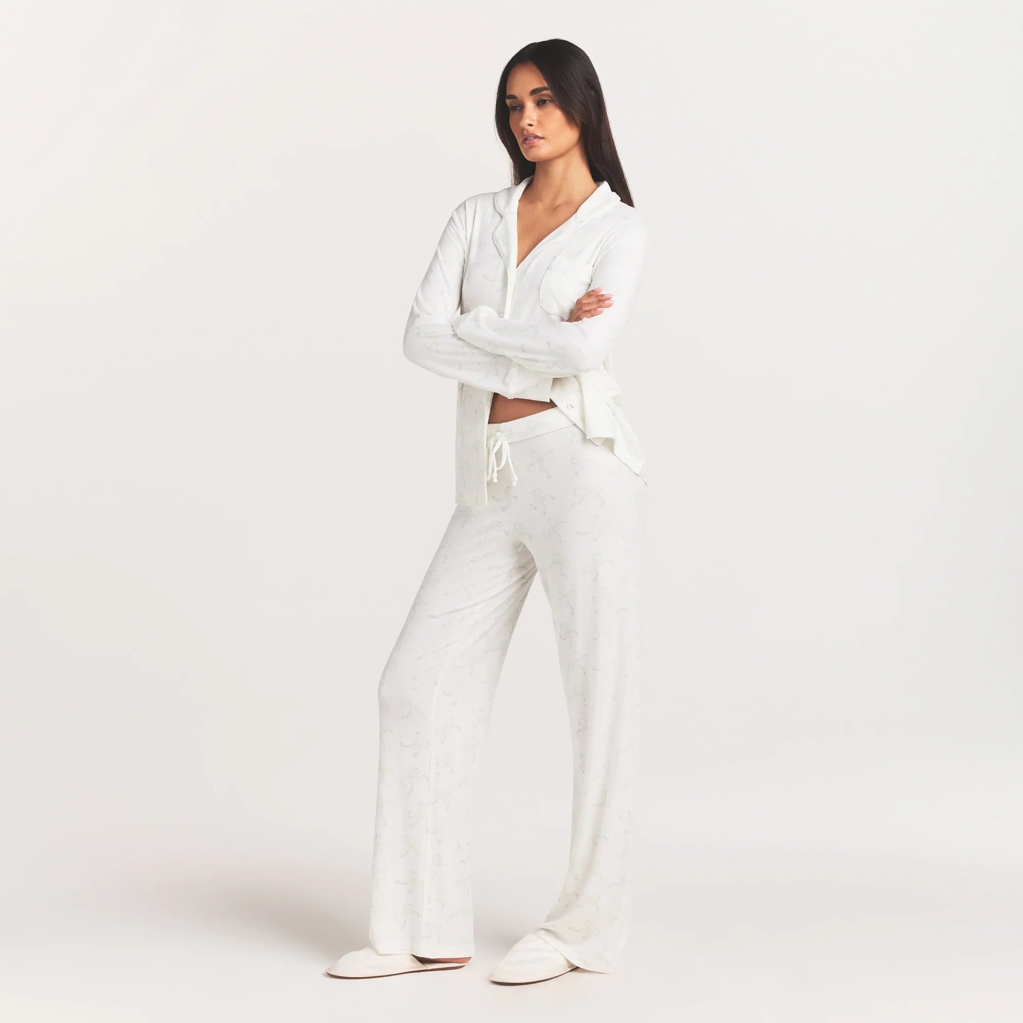 SOFT LOUNGE SLEEP SET | IVORY PEARL BOWS PRINT