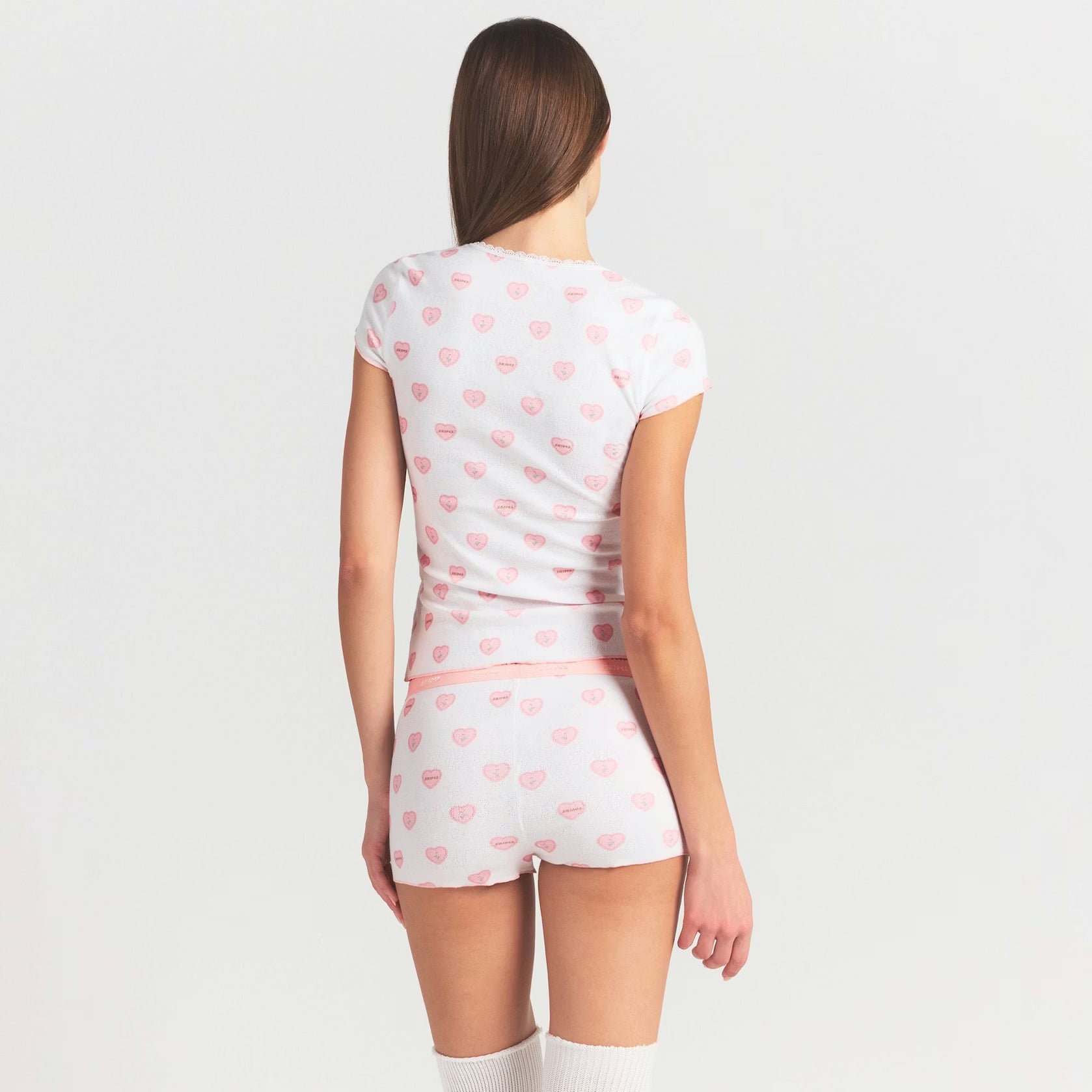 LOGO POINTELLE BABY TEE AND SHORT SET | SNOW LACE HEARTS