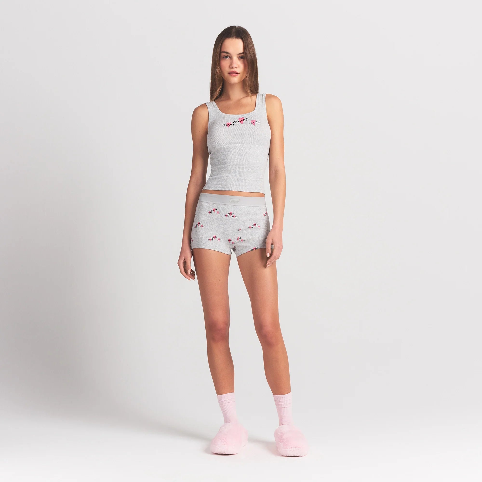 COTTON RIB TANK AND SHORT BOXER SET | LHG TRIPLE HEARTS