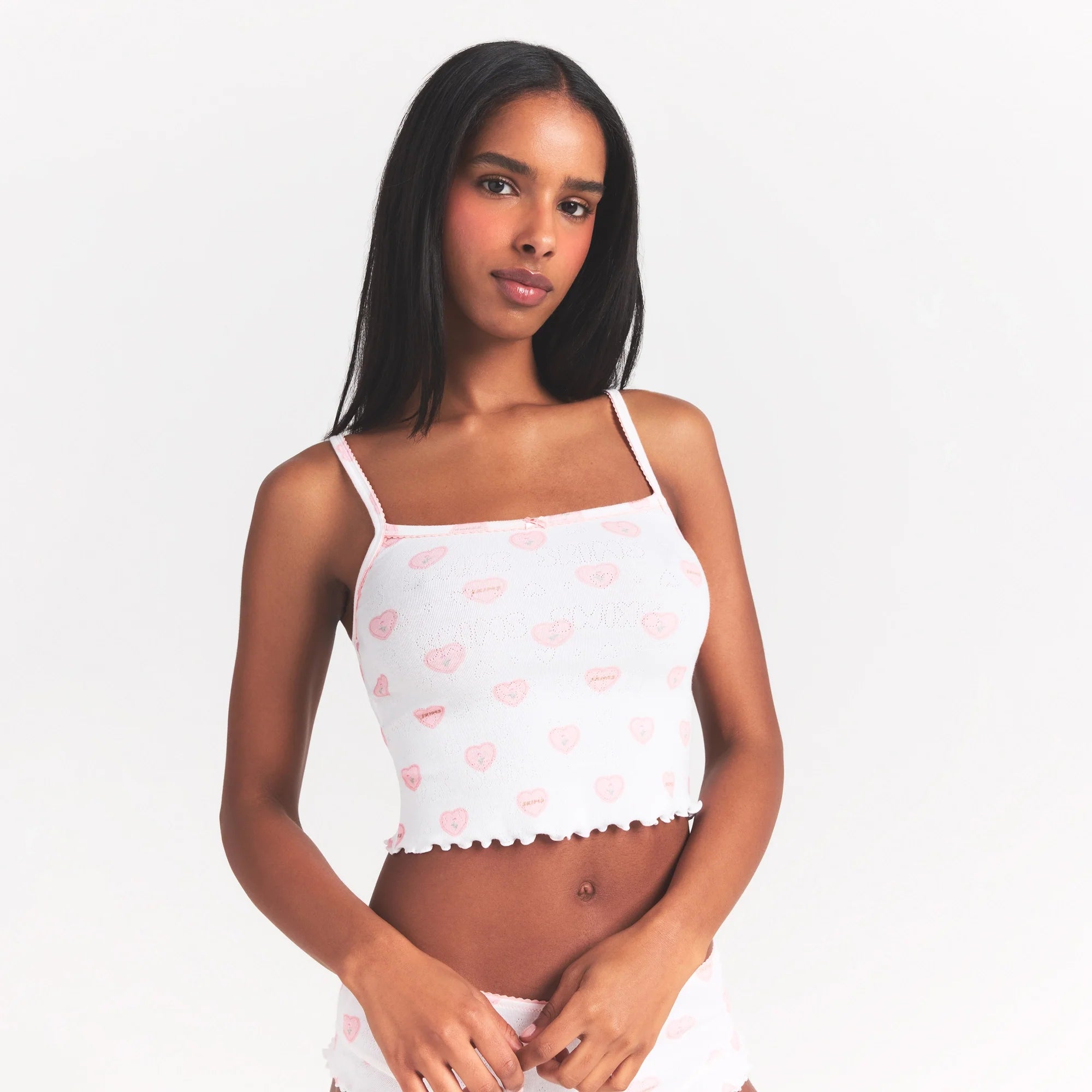 LOGO POINTELLE CAMI SLEEP SET | SNOW LACE HEARTS