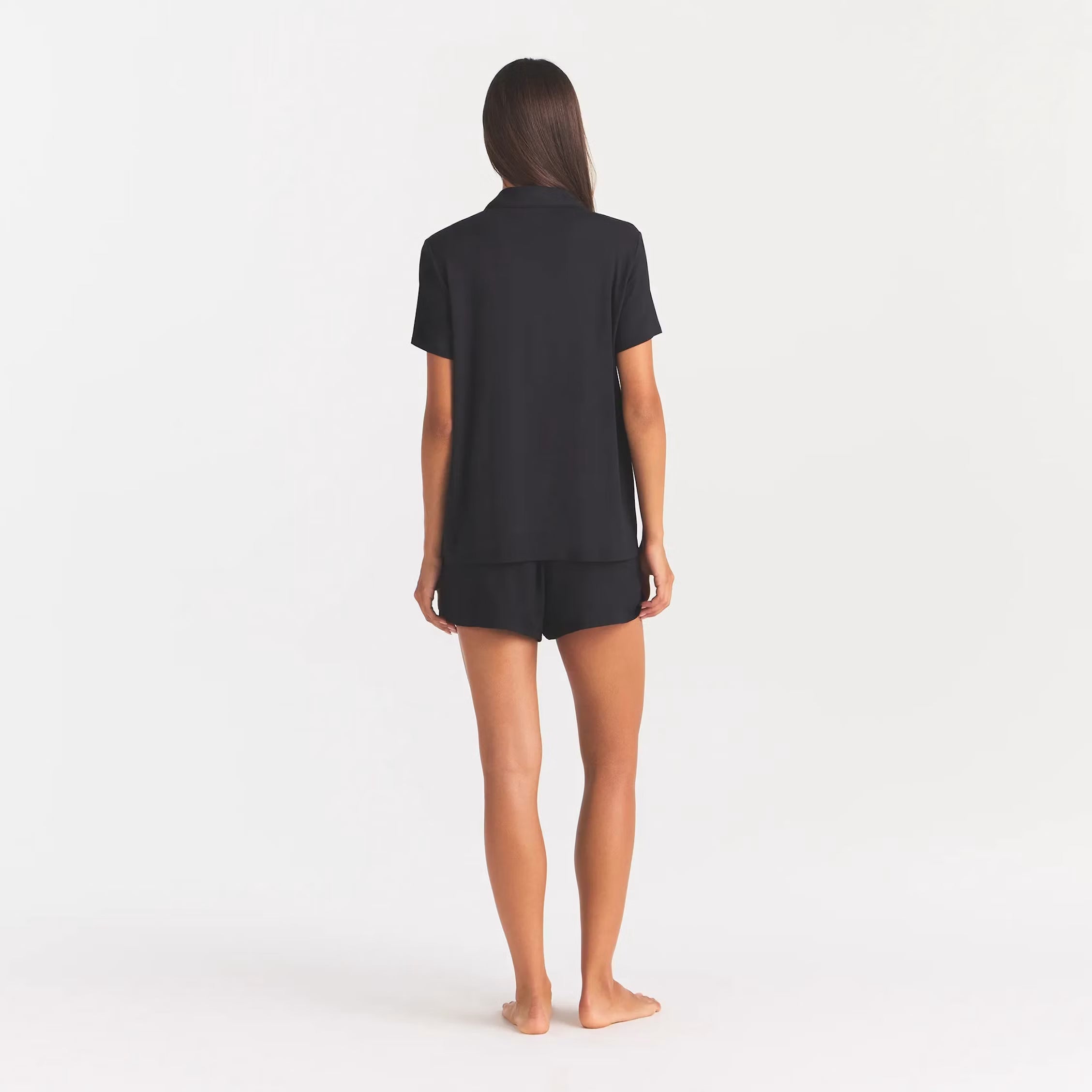 SKIMS SLEEP SHORT SLEEVE BUTTON UP SET | ONYX