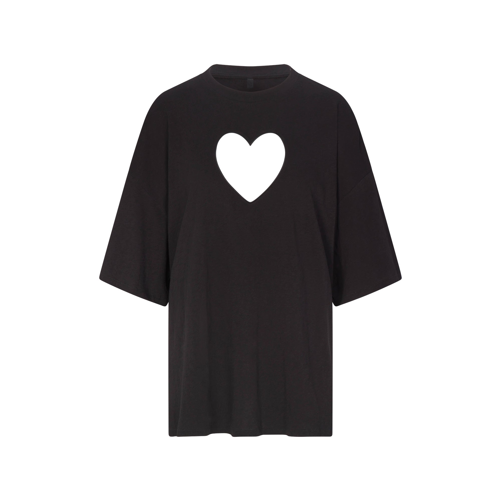 WORN IN JERSEY HEART OVERSIZED T-SHIRT | WASHED ONYX FLAT ON A WHITE BACKGROUND | FLT