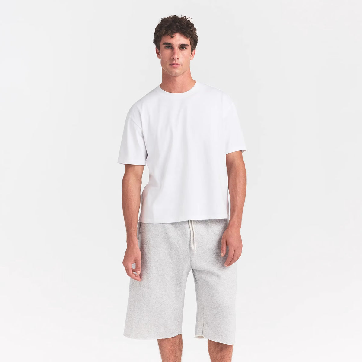 HEAVYWEIGHT COTTON MENS CROPPED CREW NECK | CHALK