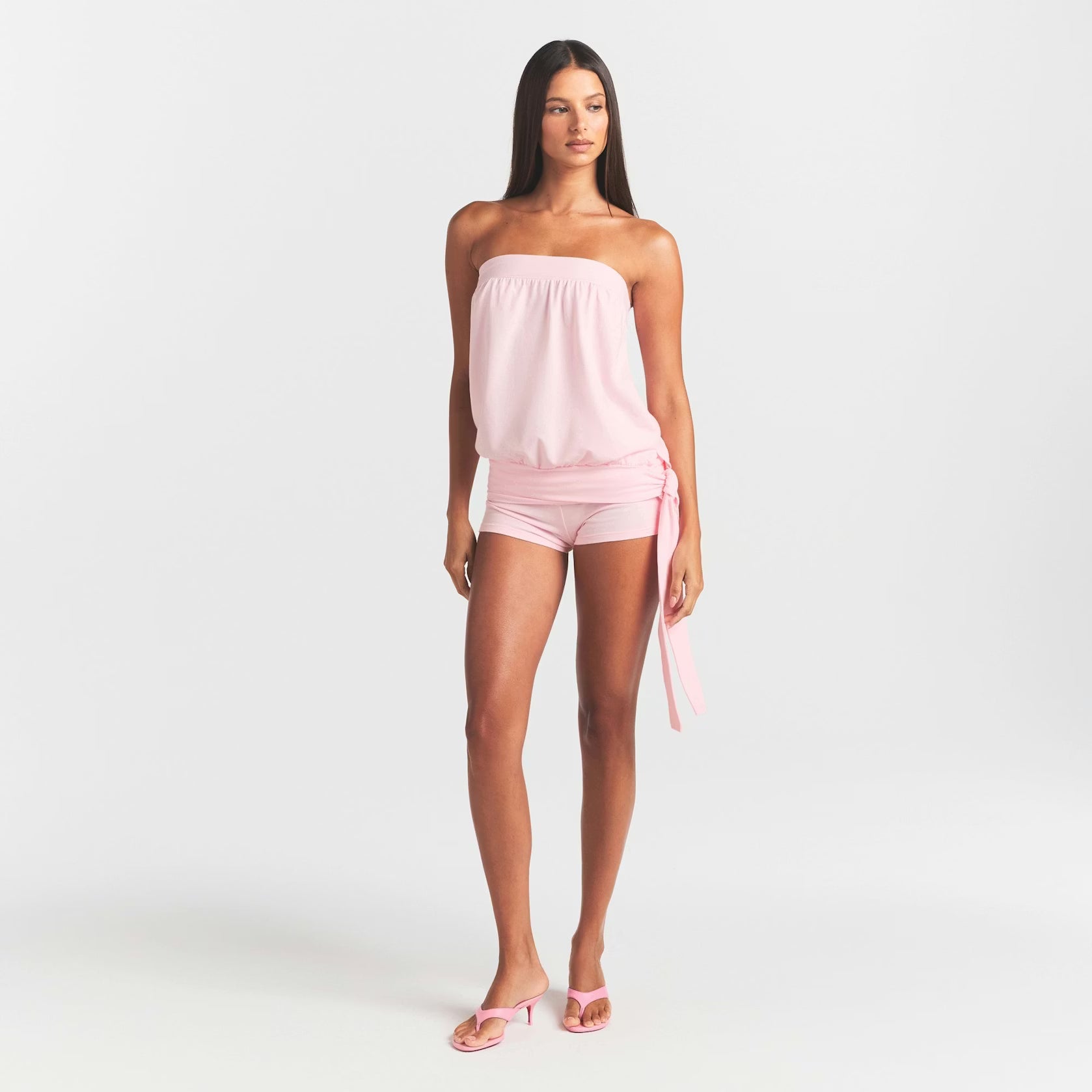 COTTON JERSEY TIE SIDE TUBE TOP | CHERRY BLOSSOM