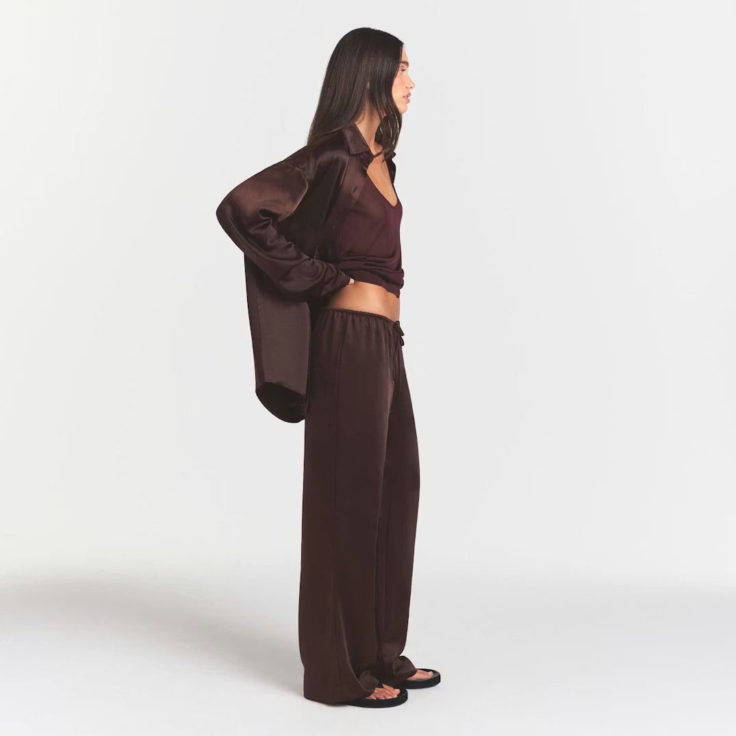 LIGHTWEIGHT SATIN PANT | ESPRESSO