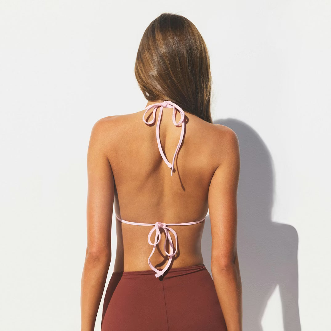 SIGNATURE SWIM PLUNGE BIKINI TOP | HENNA CONTRAST