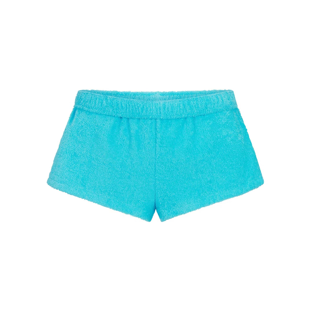 TERRY COVER-UPS FOLDOVER SHORT | CYAN