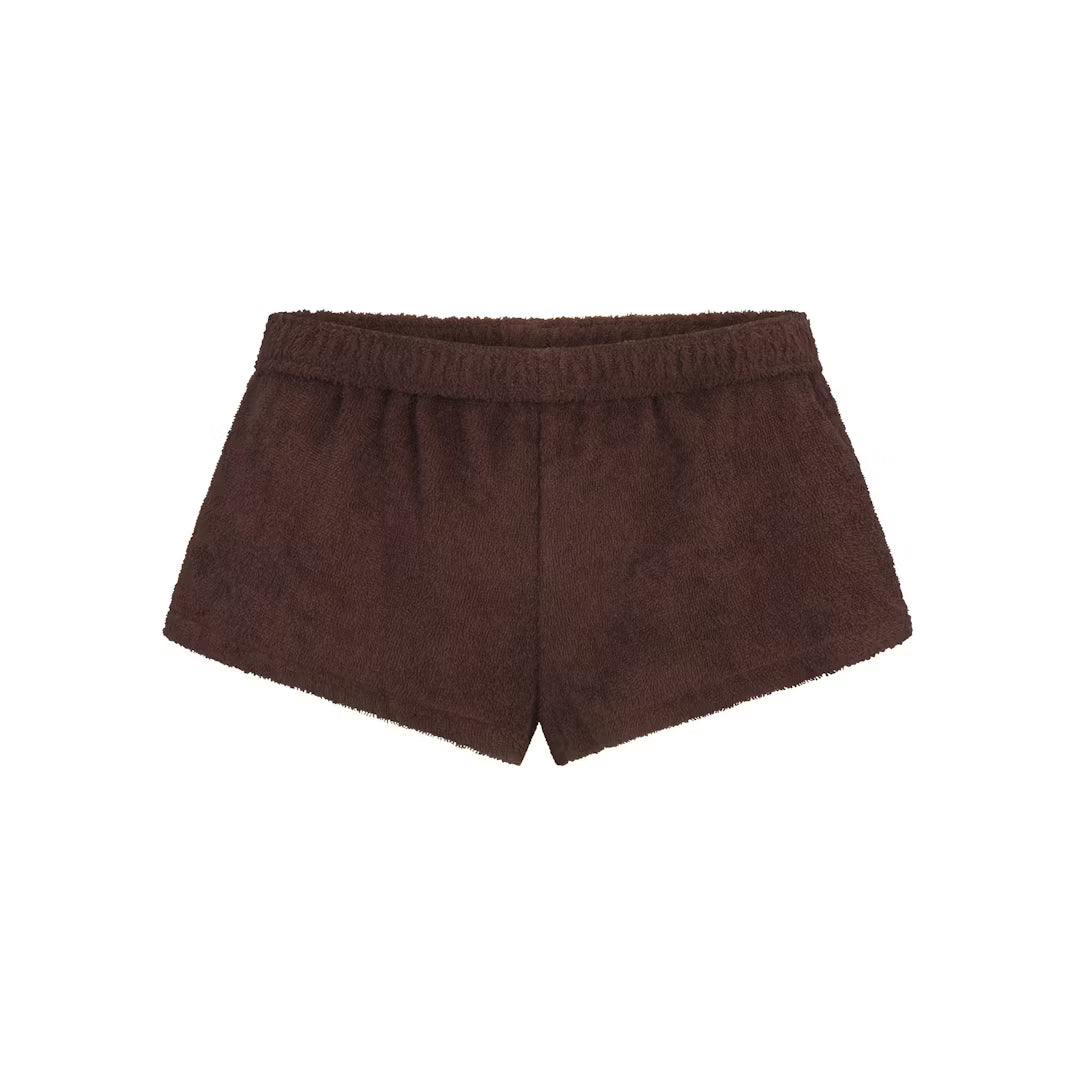 TERRY COVER-UPS FOLDOVER SHORT | DARK SEPIA