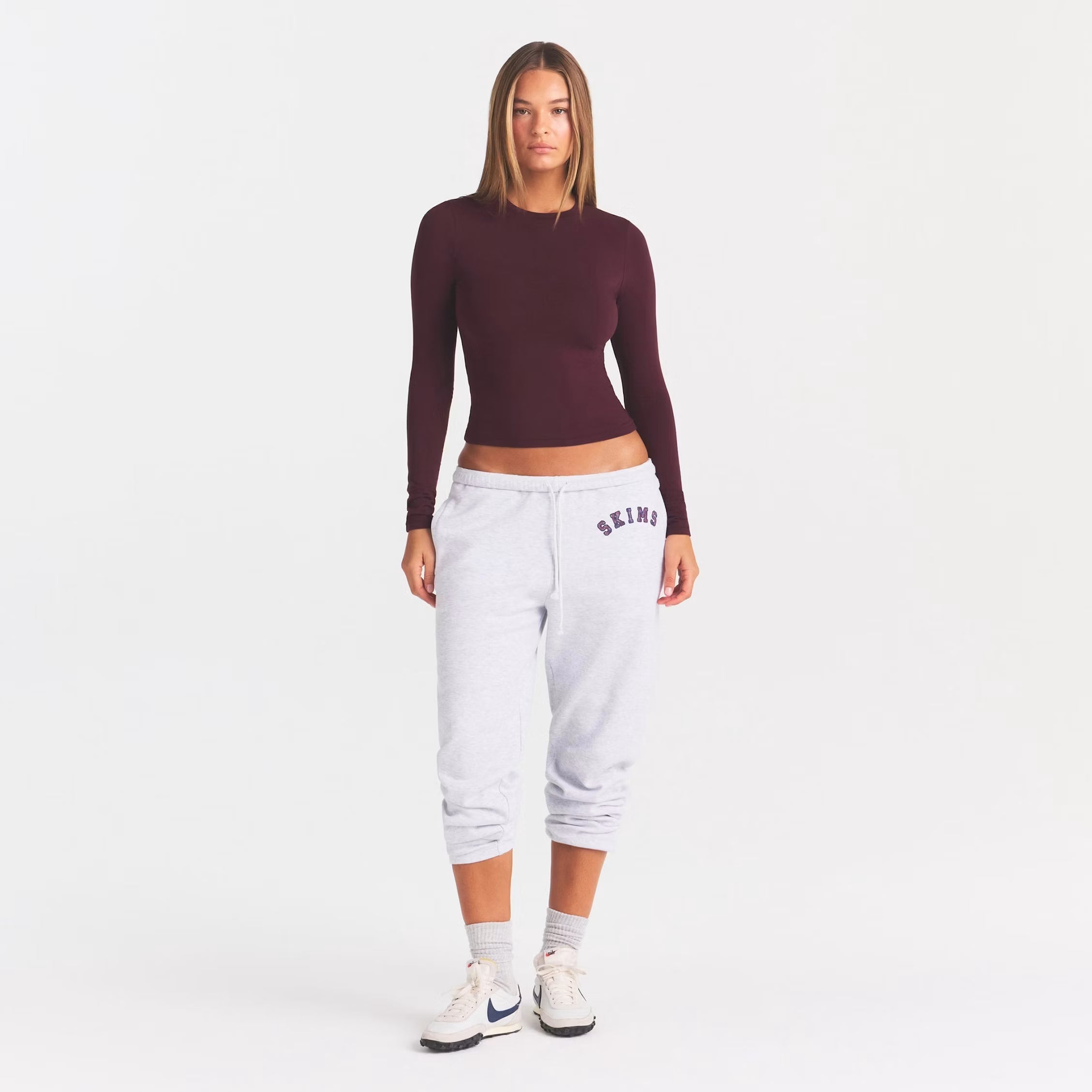 COTTON JERSEY LONG SLEEVE T-SHIRT | CURRANT