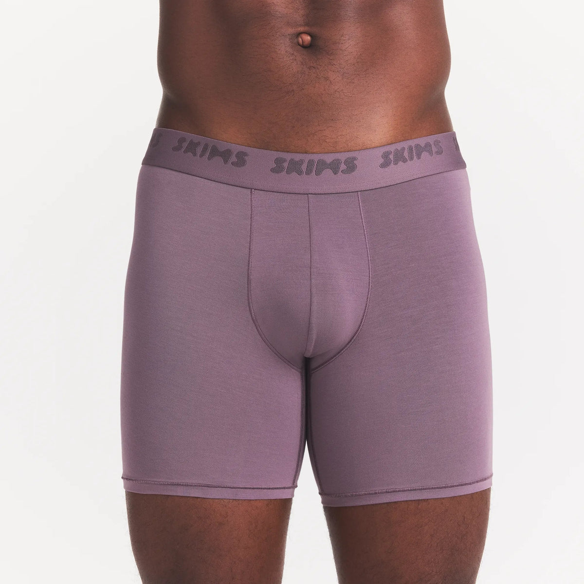 SKIMS STRETCH MENS 5" BOXER BRIEF 3-PACK | IRIS HEATHER MULTI ON A MODEL FRONT VIEW