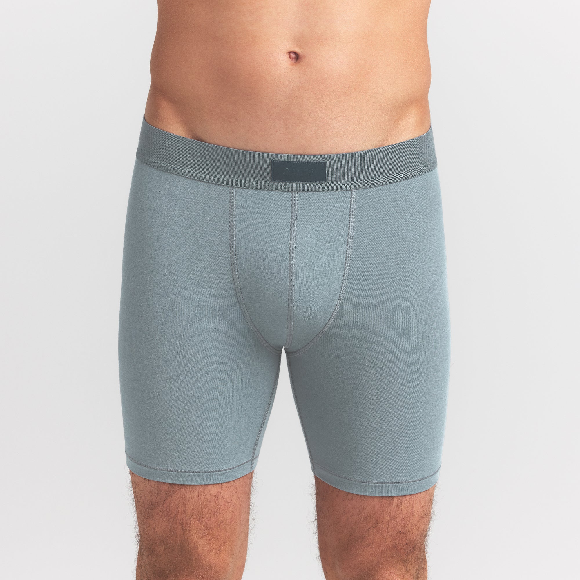 SKIMS COTTON MENS 5" BOXER BRIEF 3-PACK | VERDANT MULTI ON A MODEL FRONT VIEW @ | FOCUS: 0.0, 1.0, 0.9