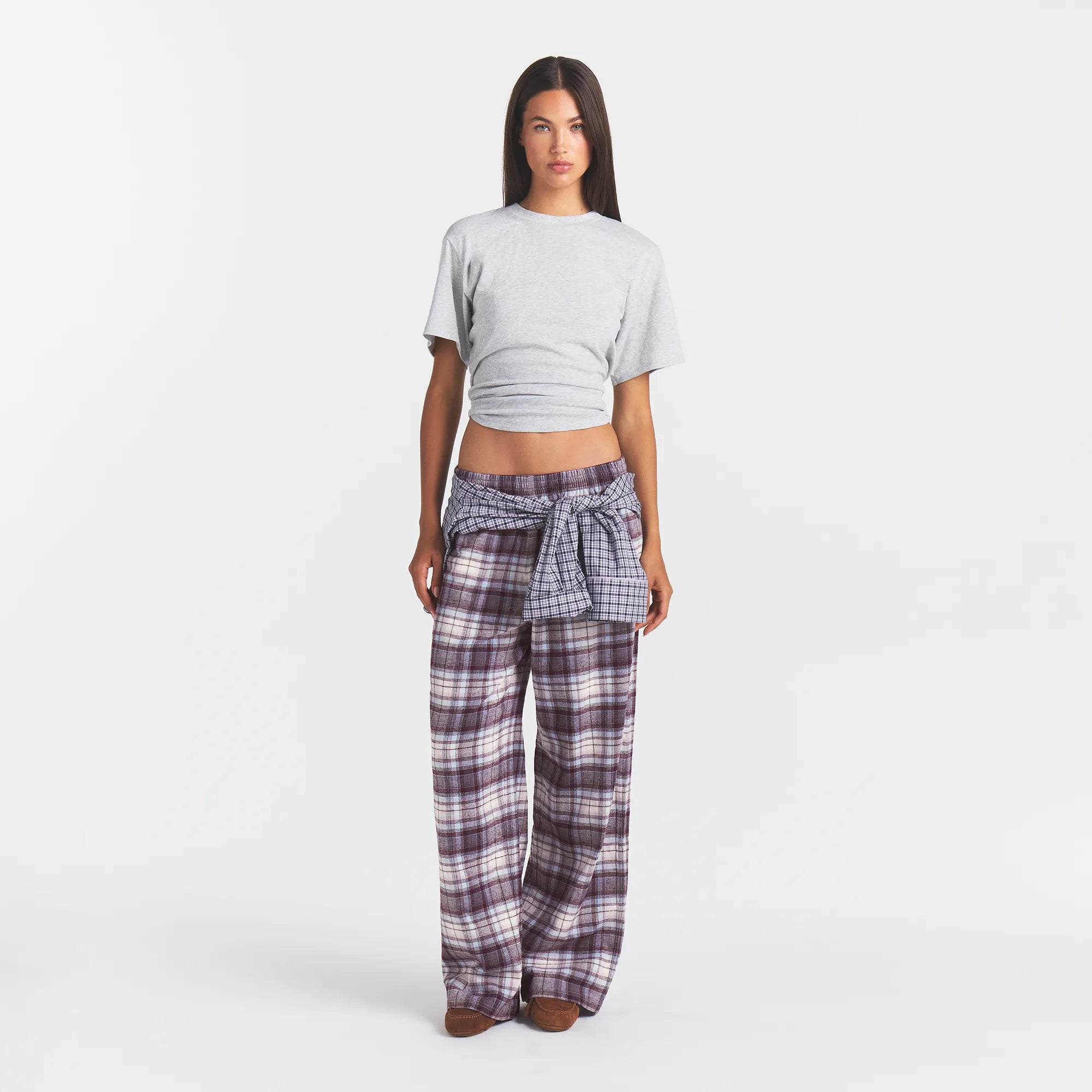 FLANNEL SLEEP OVERSIZED PANT | IRIS MICA PLAID