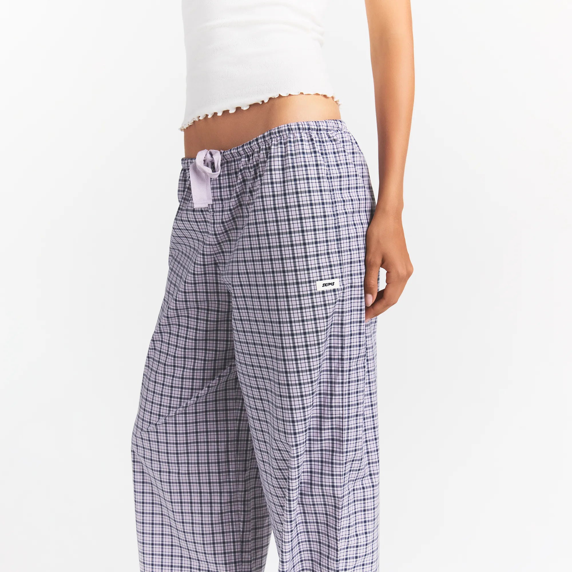 COTTON POPLIN SLEEP OVERSIZED PANT | IRIS MICA NAVY CHECK
