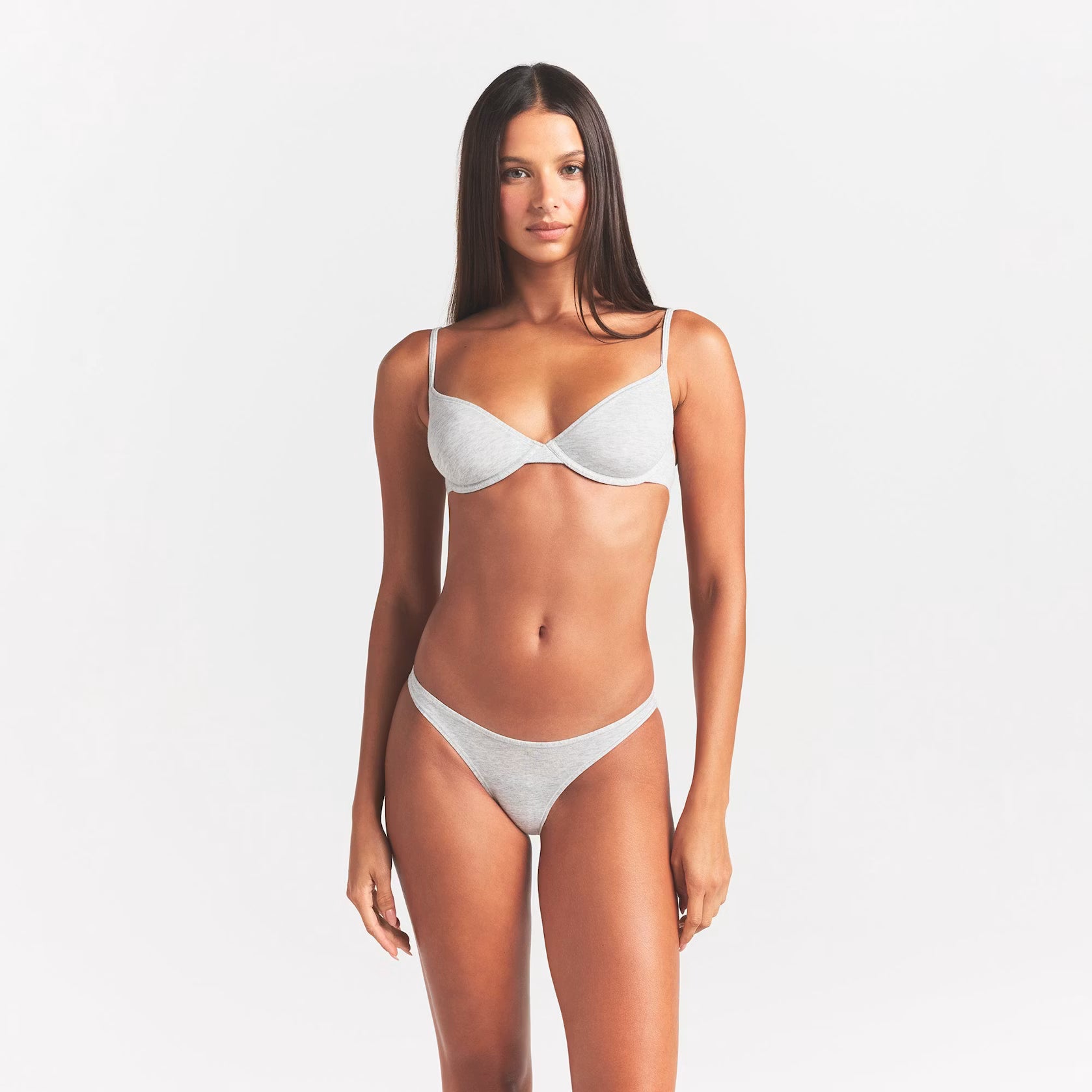 EVERYDAY COTTON UNLINED DEMI BRA | LIGHT HEATHER GREY