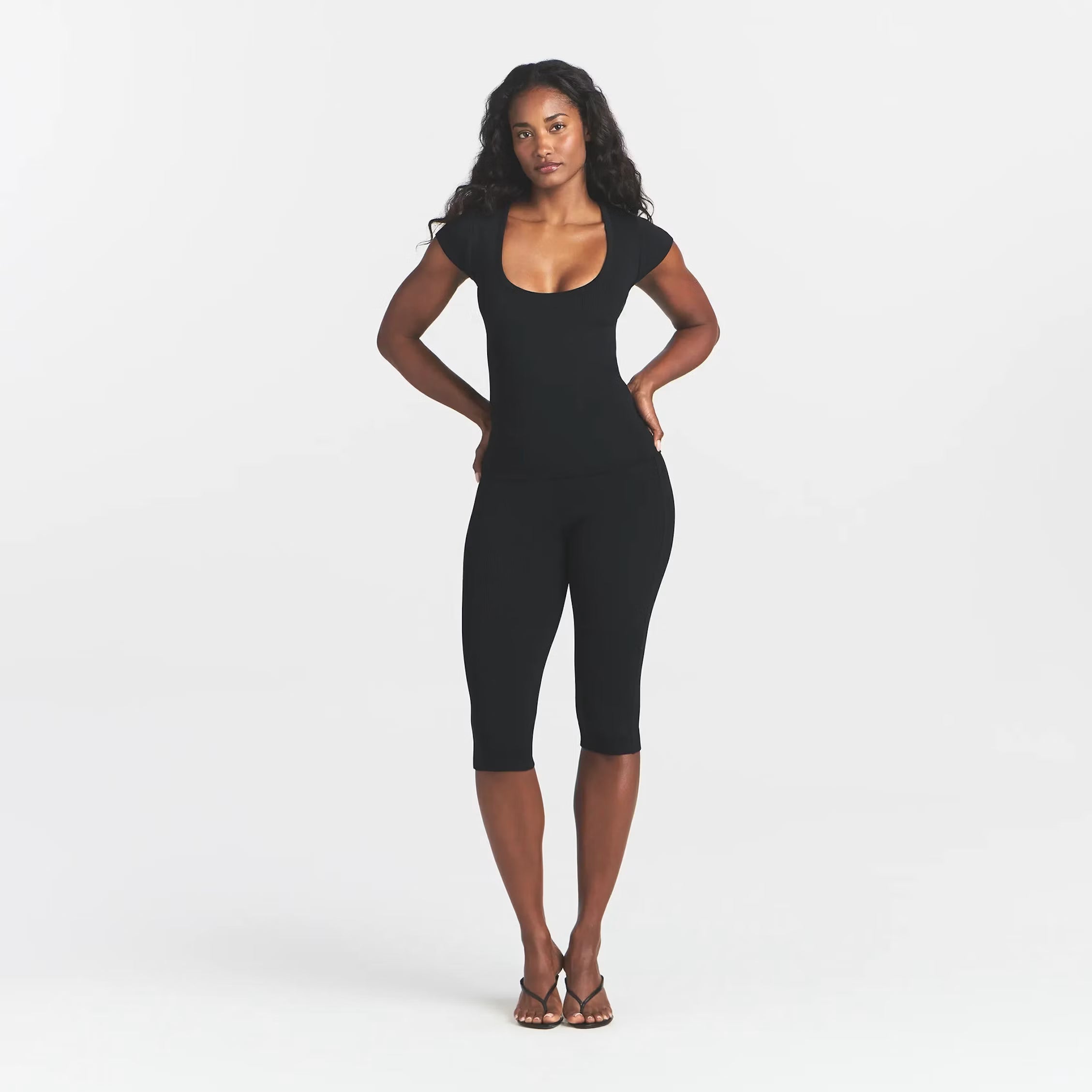 REFINED KNIT HIGH WAISTED CAPRI | OBSIDIAN