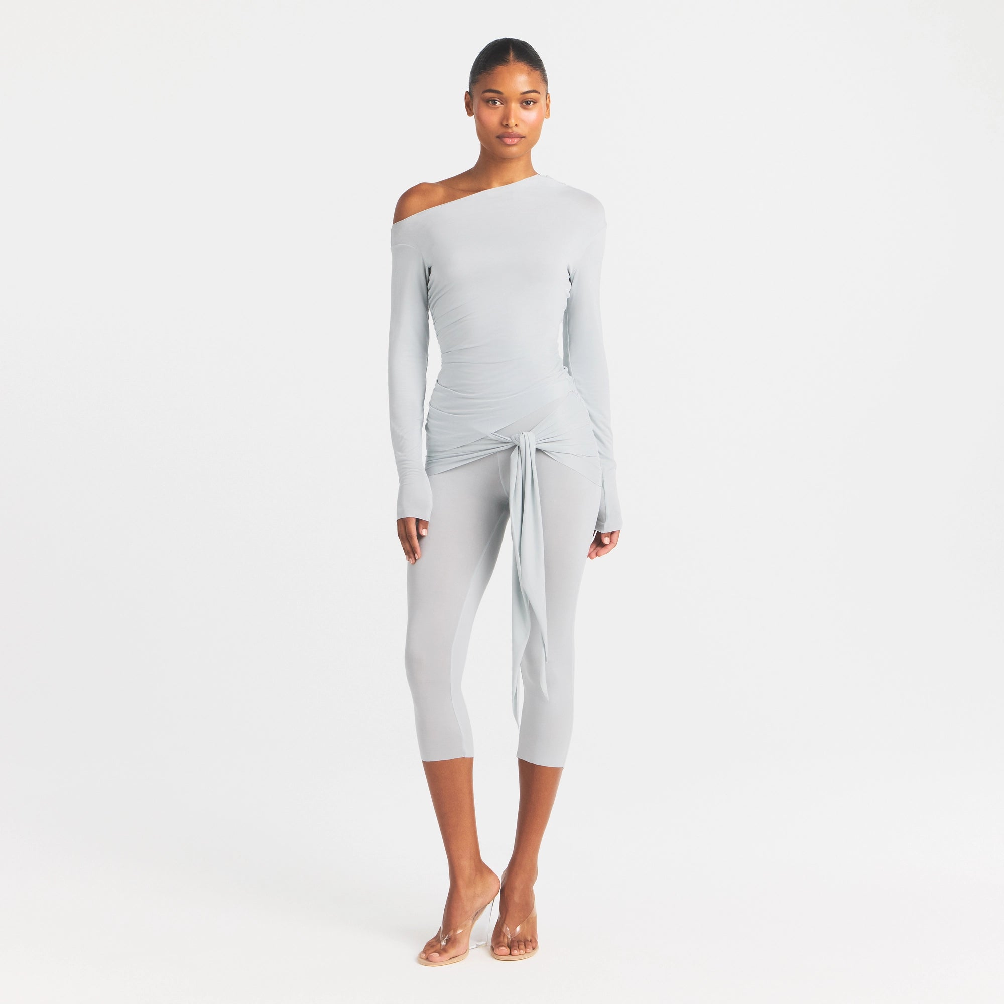CUPRO JERSEY WRAP CAPRI | PEARL