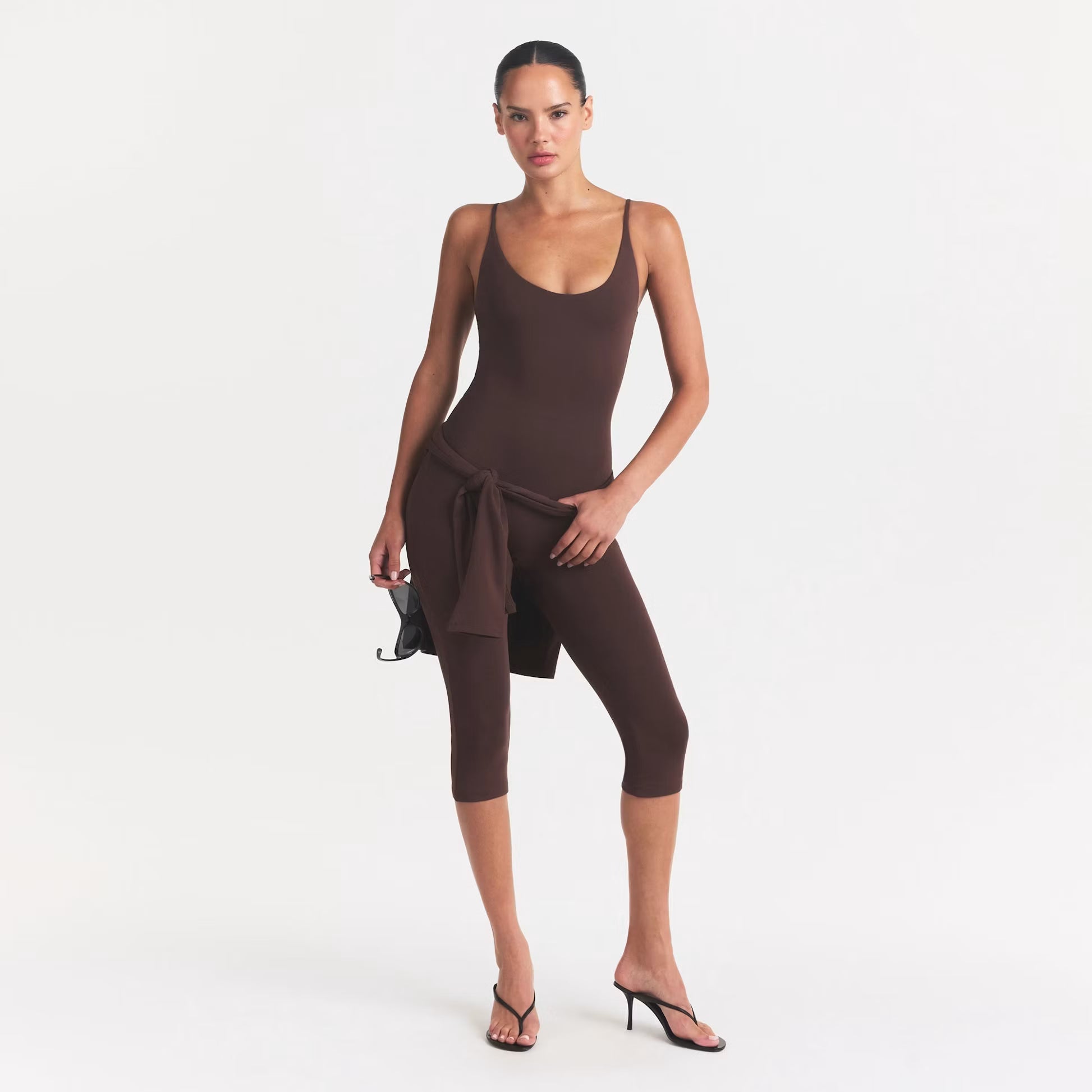 SMOOTH LAYERS CAPRI CATSUIT | COCOA