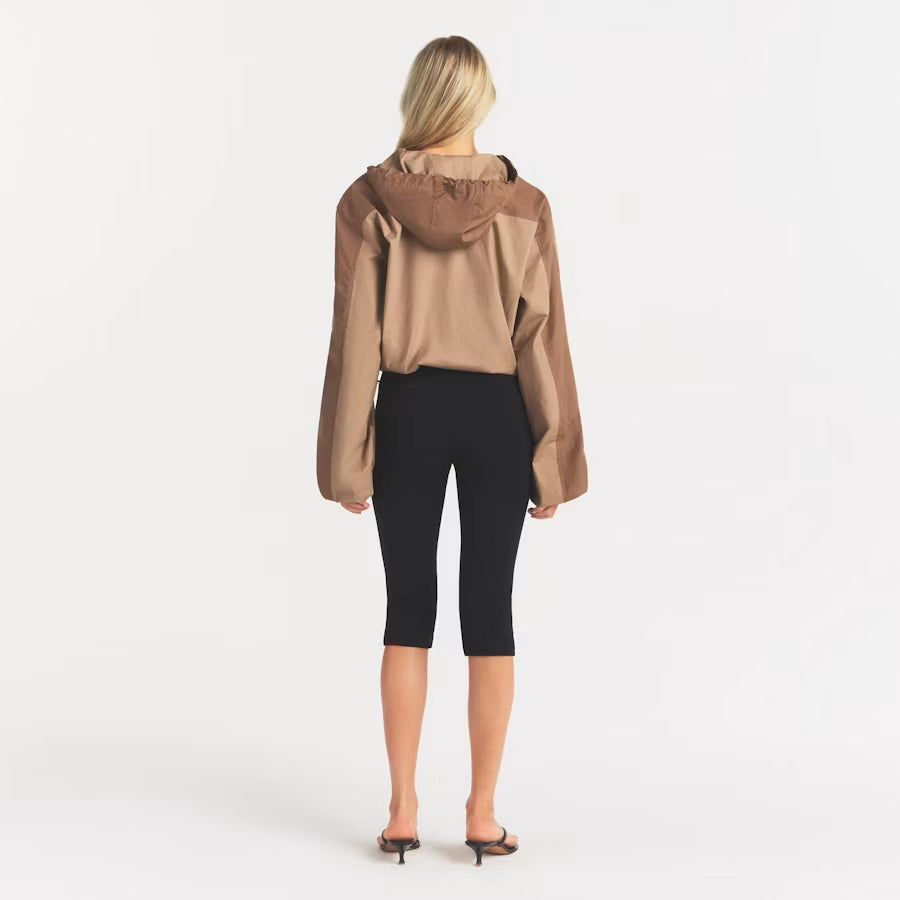 WOVEN COTTON HALF ZIP PULLOVER | DESERT